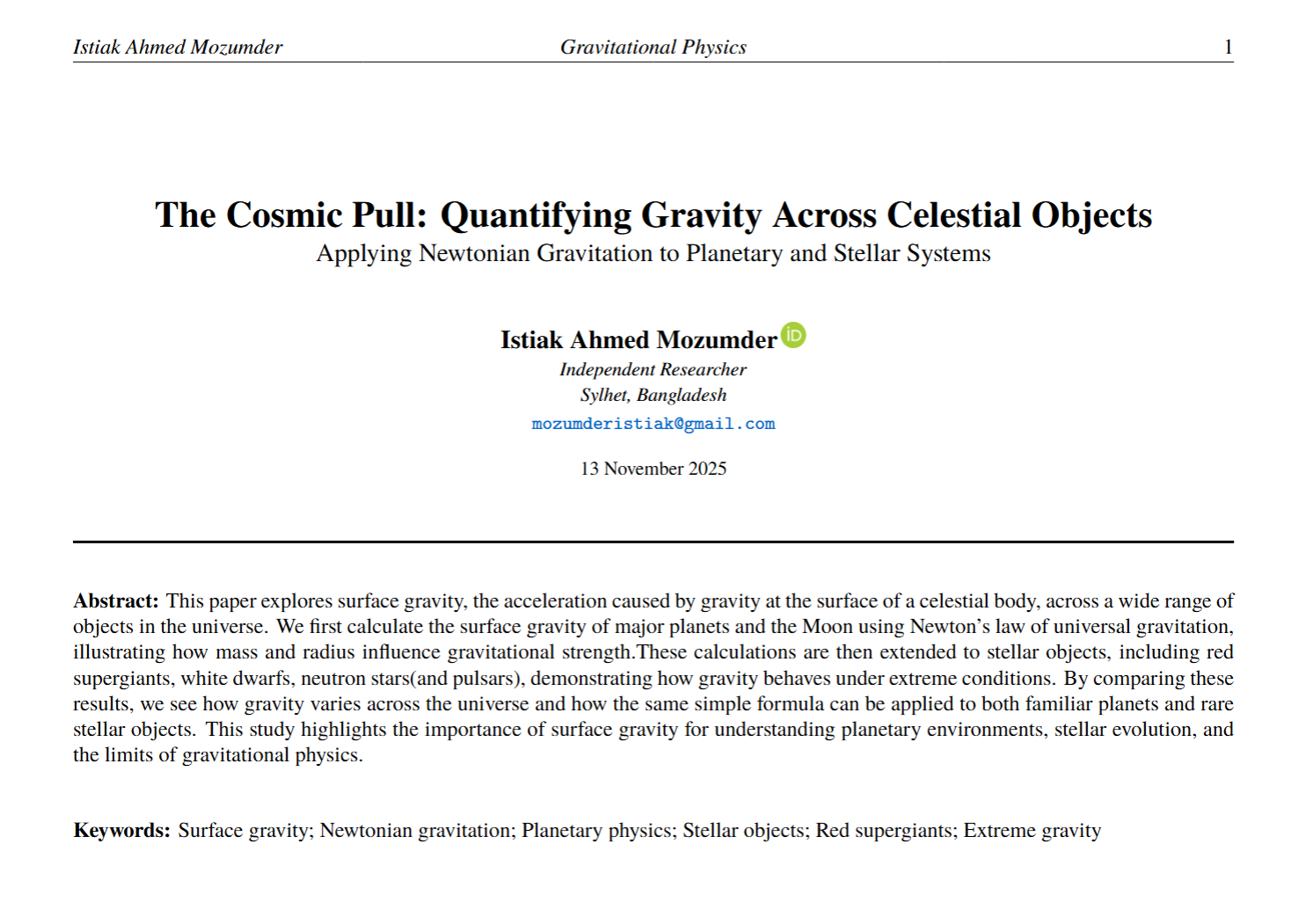 The Cosmic Pull Article