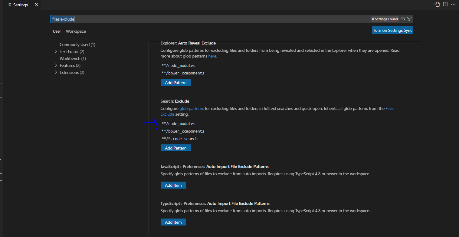 exlude Pattern config