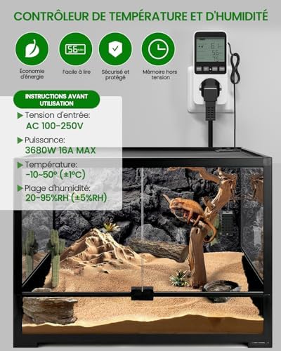 Vue 3 de Lamptobe Prise Thermostat Hygrostat