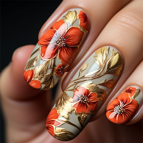 Nature's Canvas: Botanical Bliss Blooms on Nail Beds