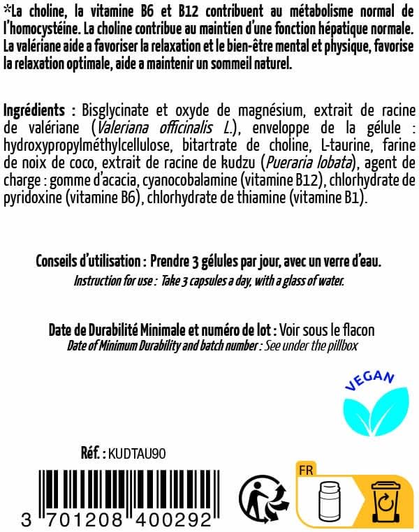 Vue 6 de Le Kudzu Valeriane Taurine