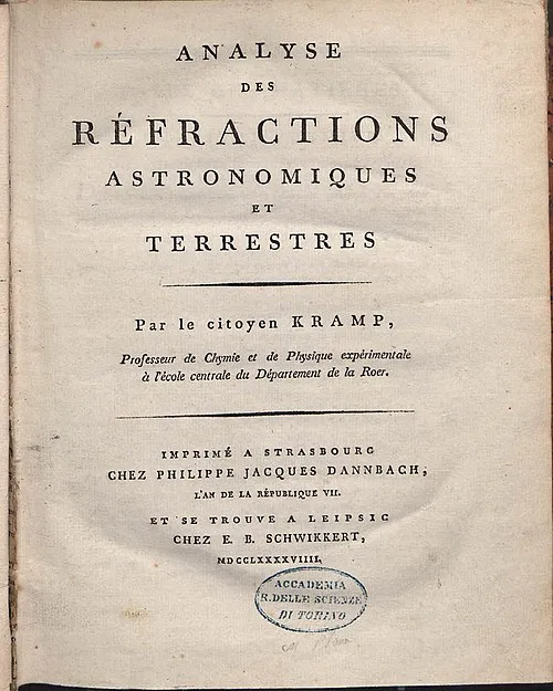 1760年 - クリスチャン・クランプ、数学者(+ 1826年)