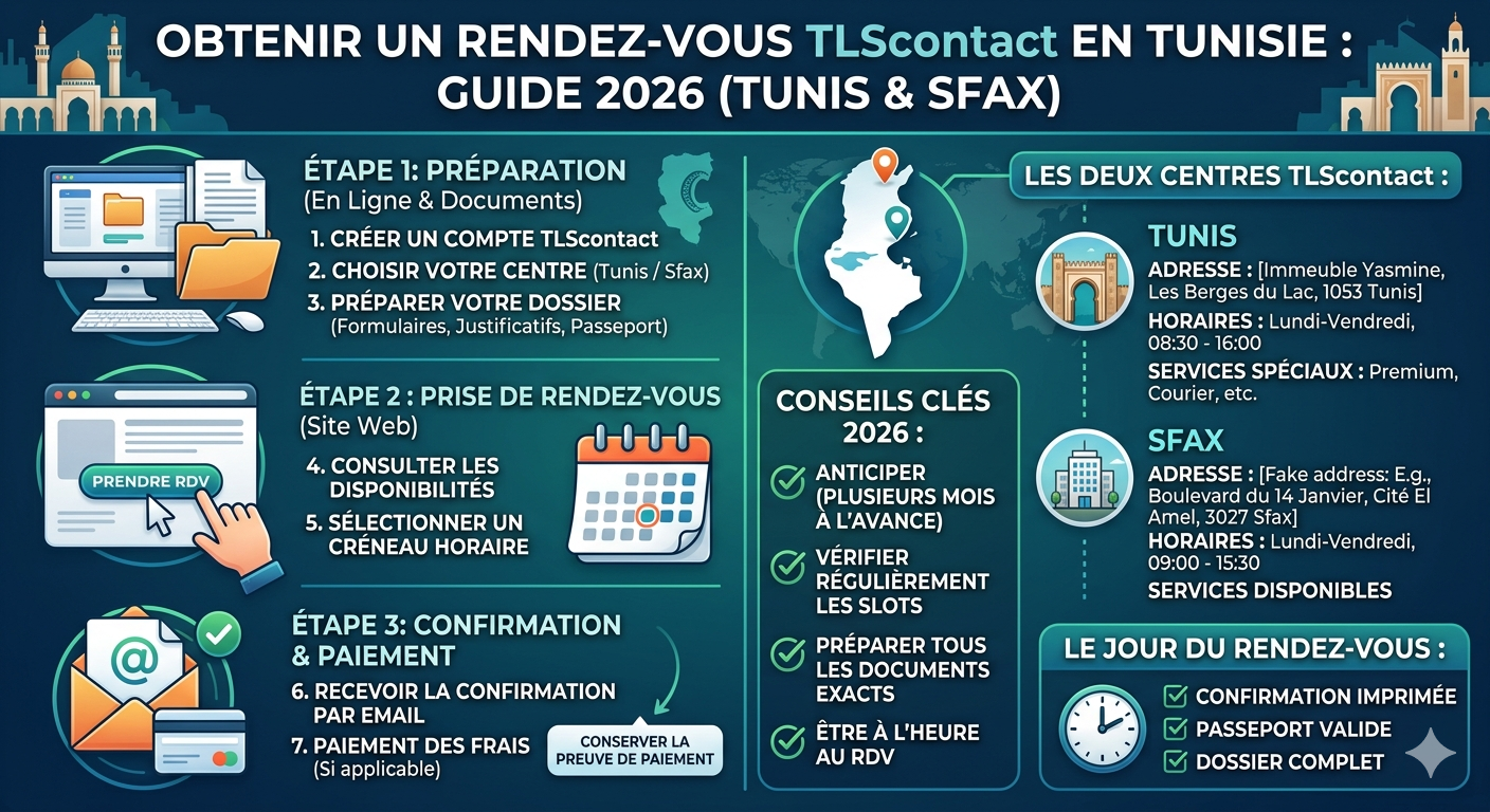 Obtenir un rendez-vous TLScontact en Tunisie : guide 2026 (Tunis & Sfax)