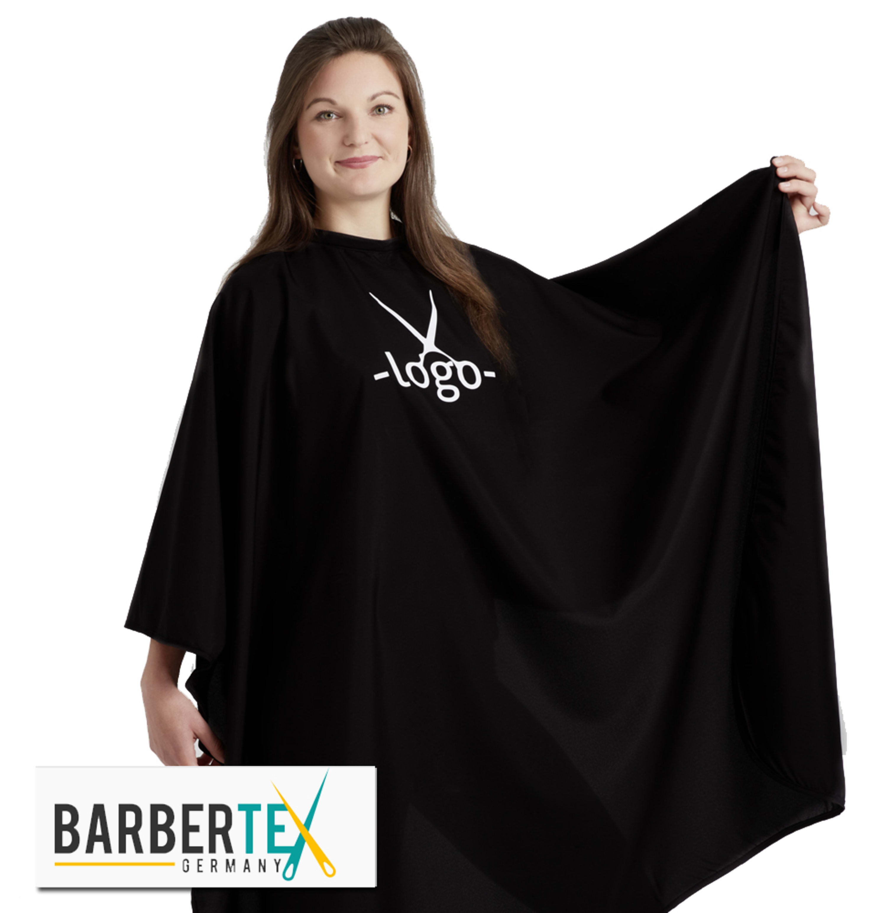 Friseurumhang Prestige 137x150 schwarz mit Handschlitzen