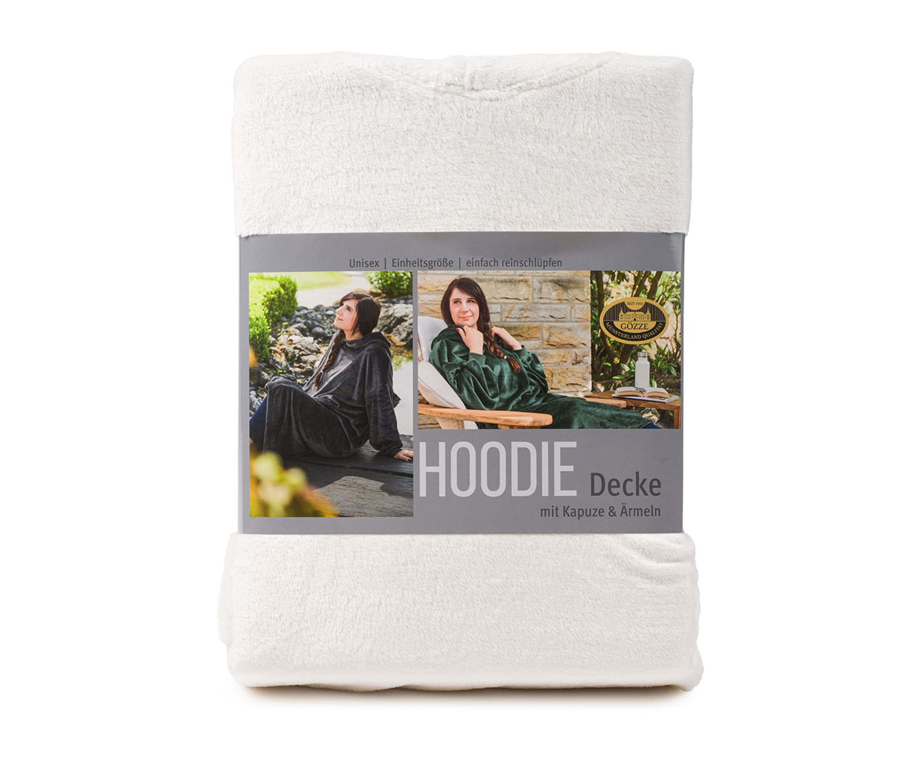 Hoodiedecke mit Kapuze wollweiß