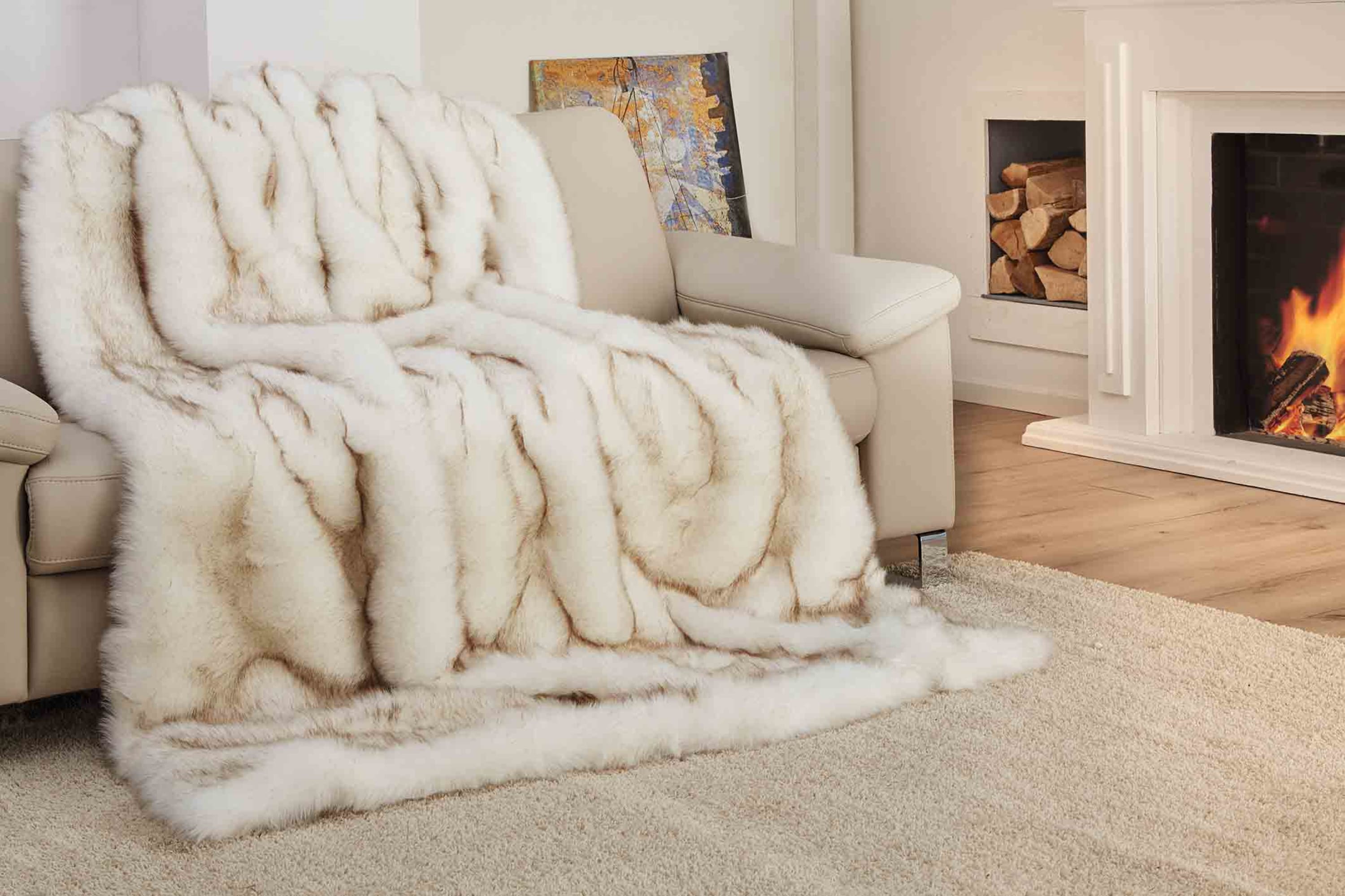 Kuscheldecke Felloptik Premium Luxury 150x200 Schneefuchs