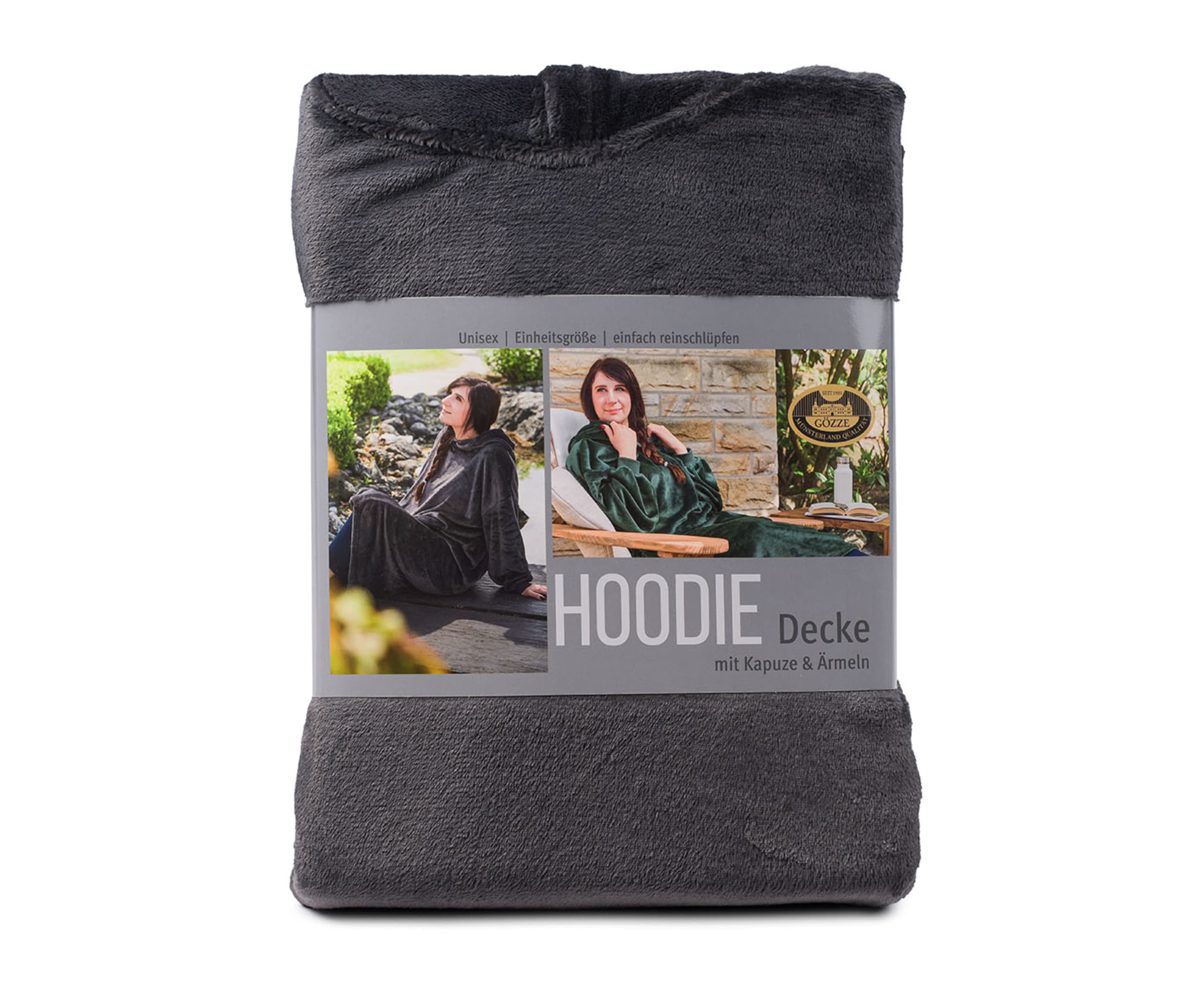 Hoodiedecke mit Kapuze anthrazit
