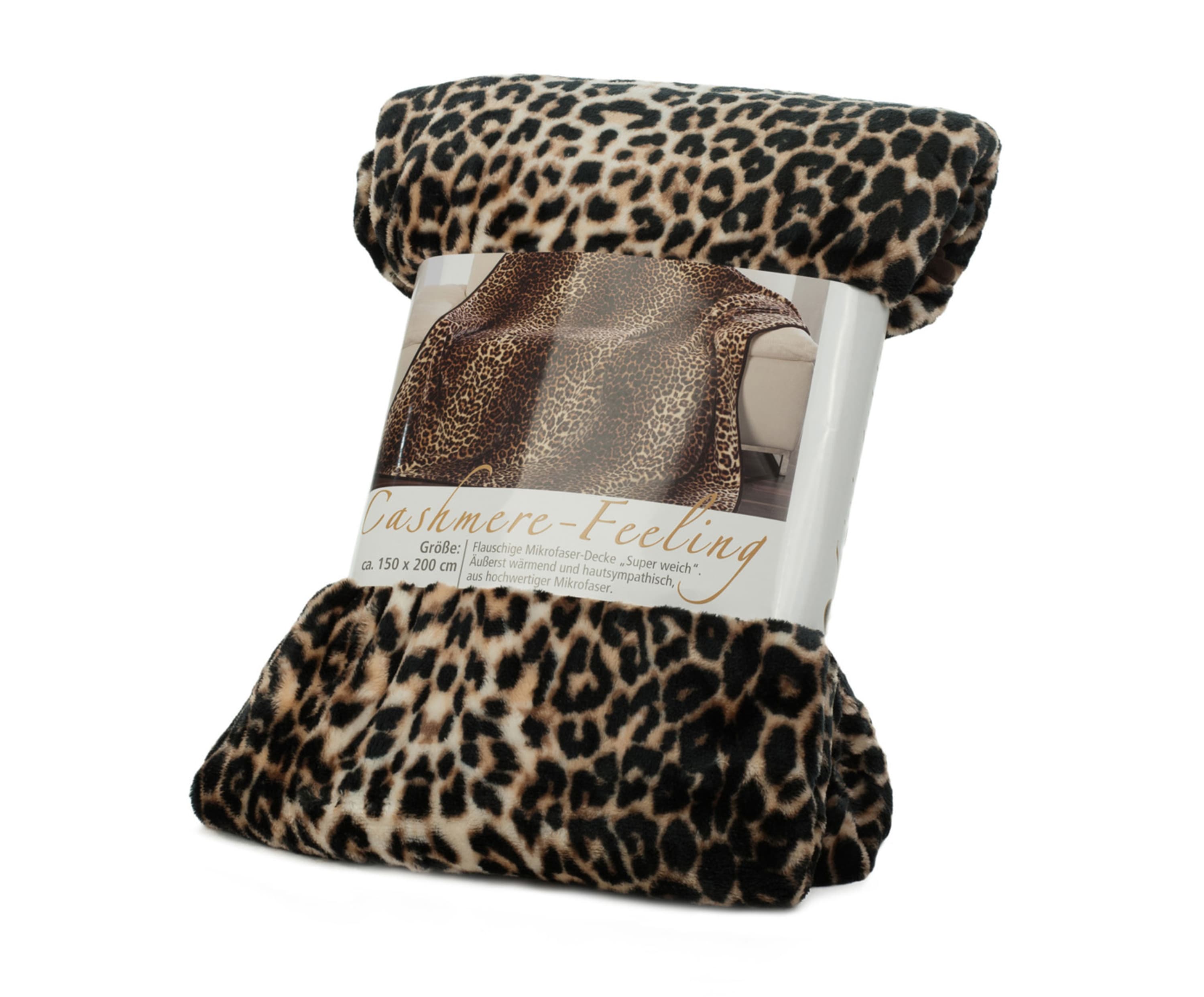 Kuscheldecken Cashmere Feeling 150x200 Leopard braun