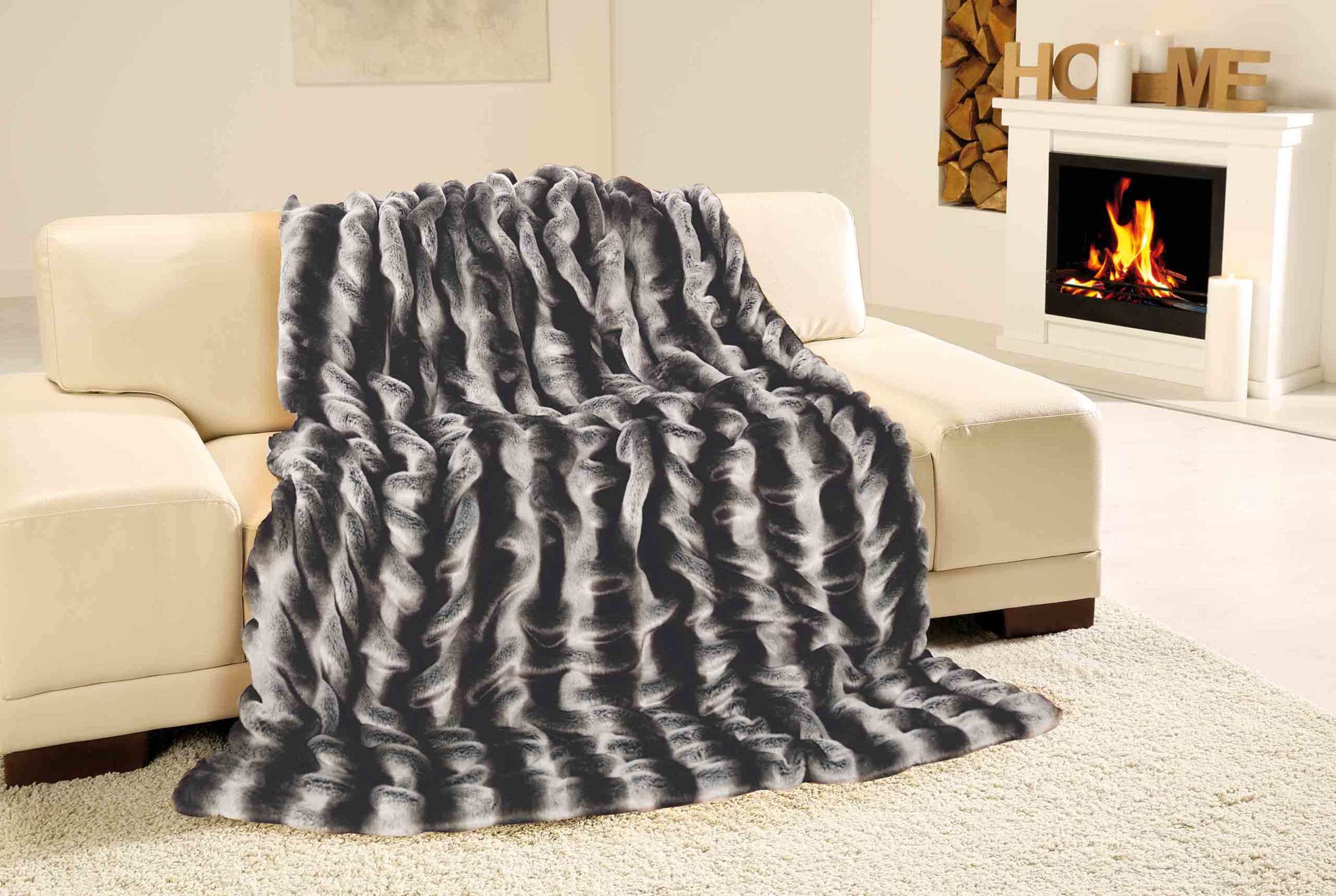 Kuscheldecke Felloptik Premium Luxury 150x200 Chinchilla