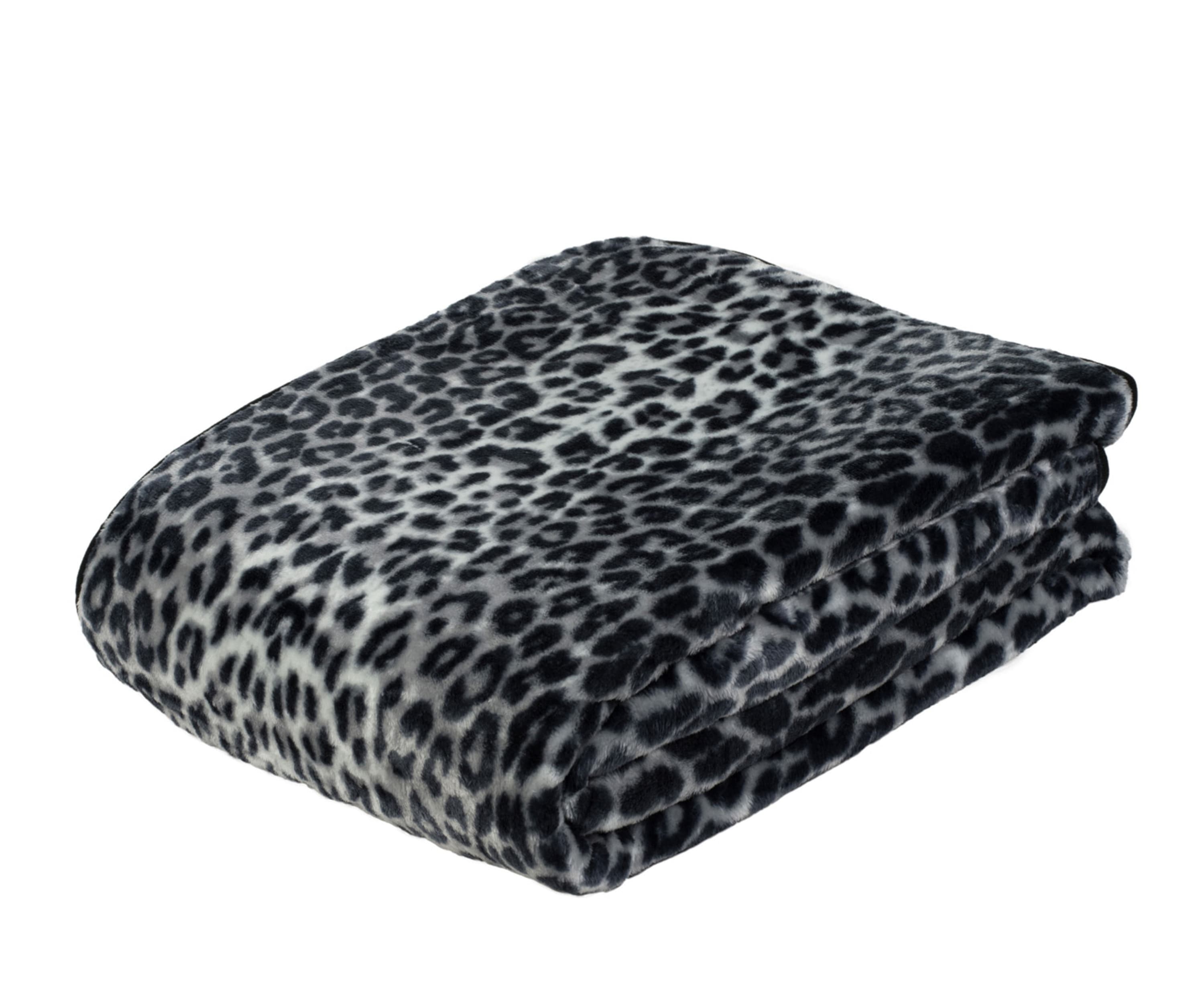 Kuscheldecken Cashmere Feeling 150x200 Schneeleopard silber