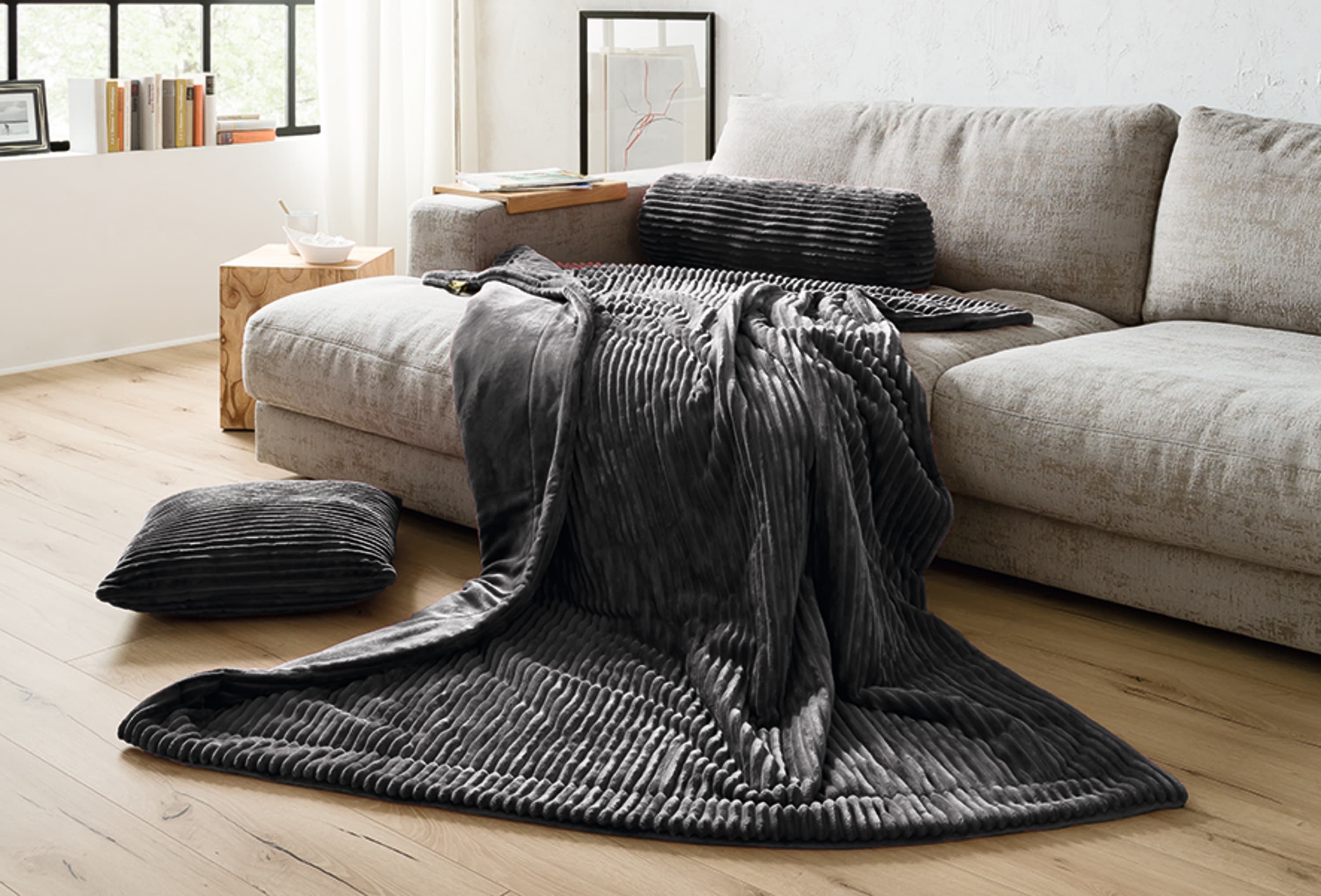 Plaids Cord Optik 150x200 anthracite