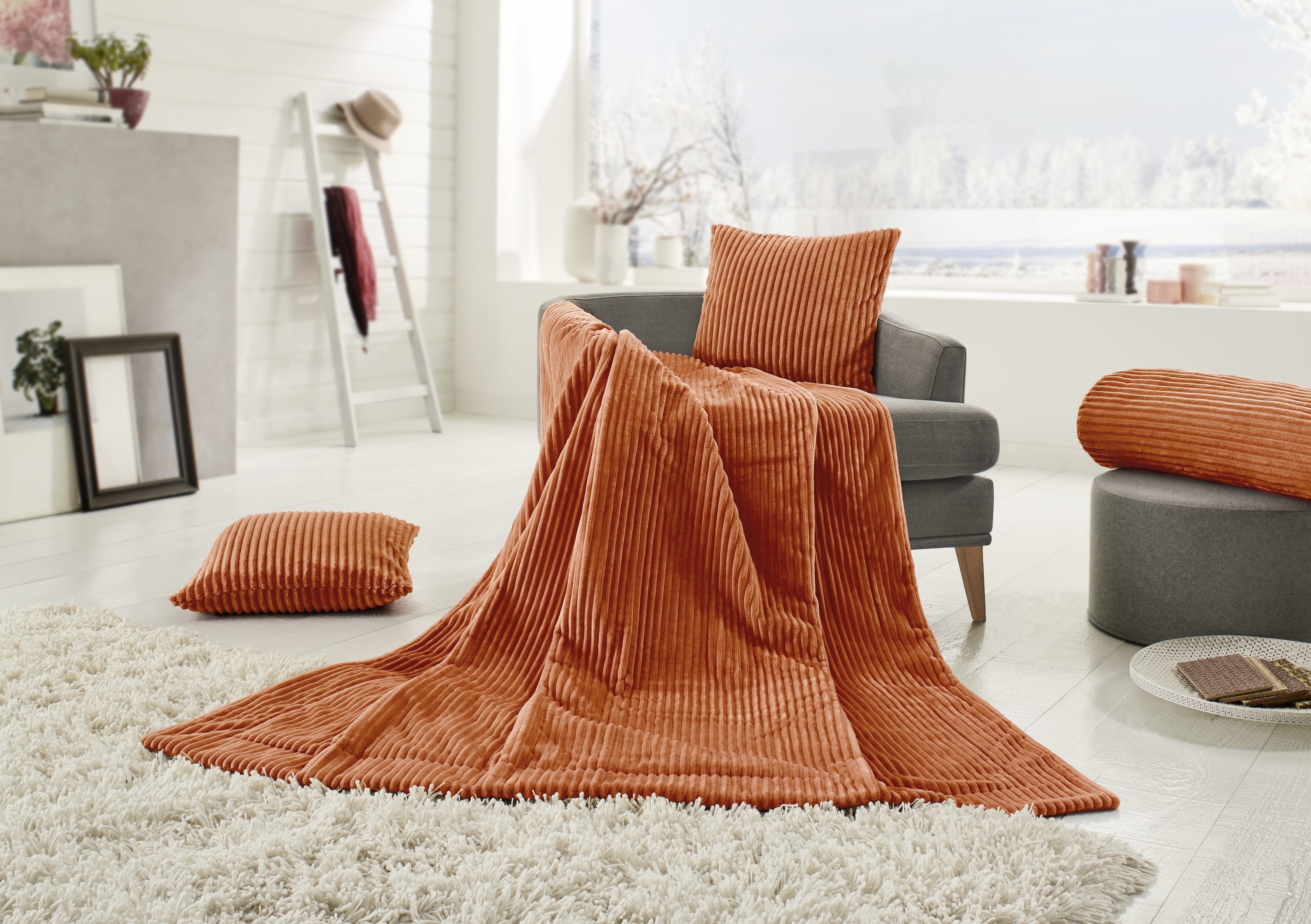 Plaids Cord Optik 150x200 cannelle