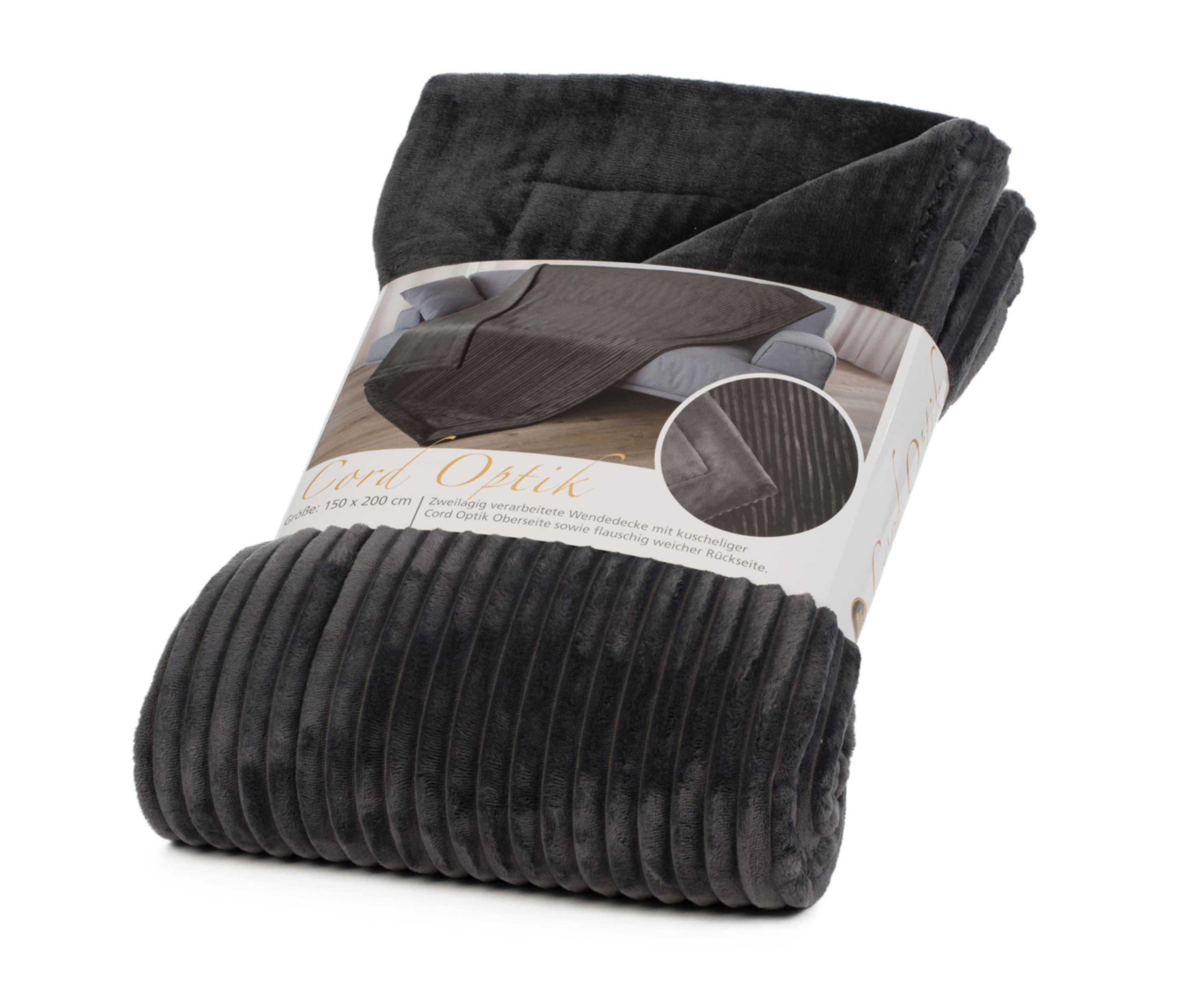 Plaids Cord Optik 150x200 anthracite