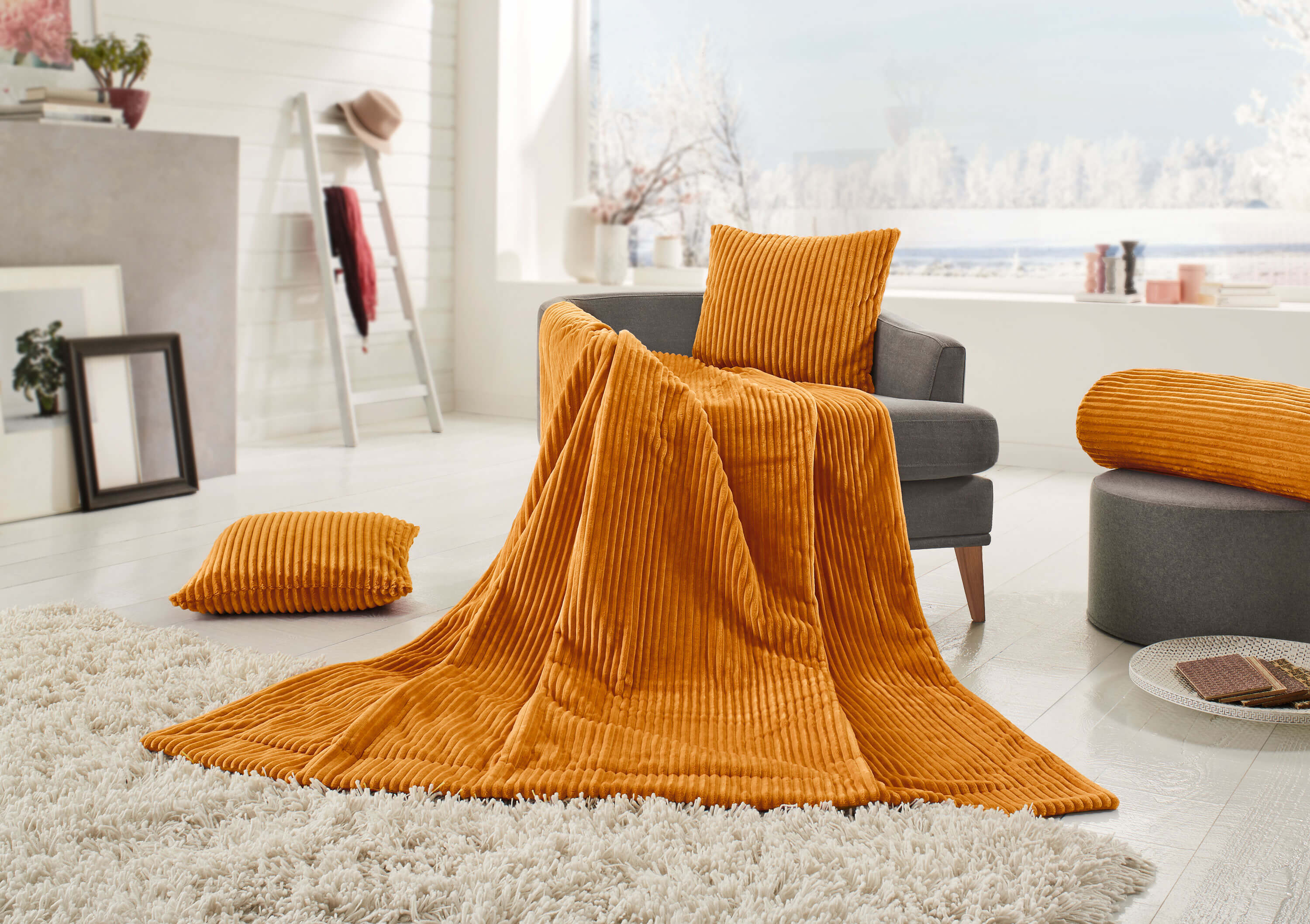 Plaids Cord Optik 150x200 moutarde