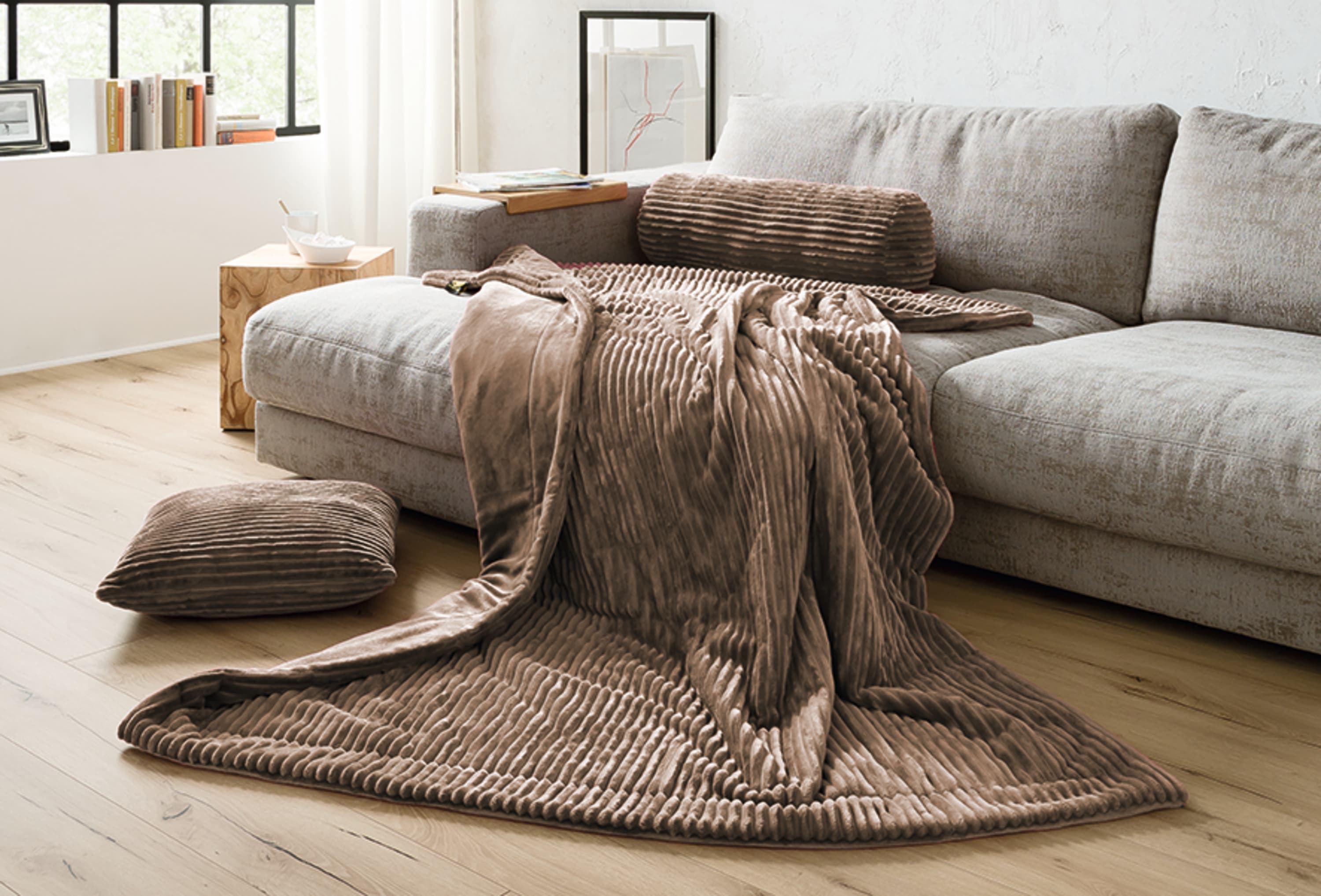 Plaids Cord Optik 150x200 taupe