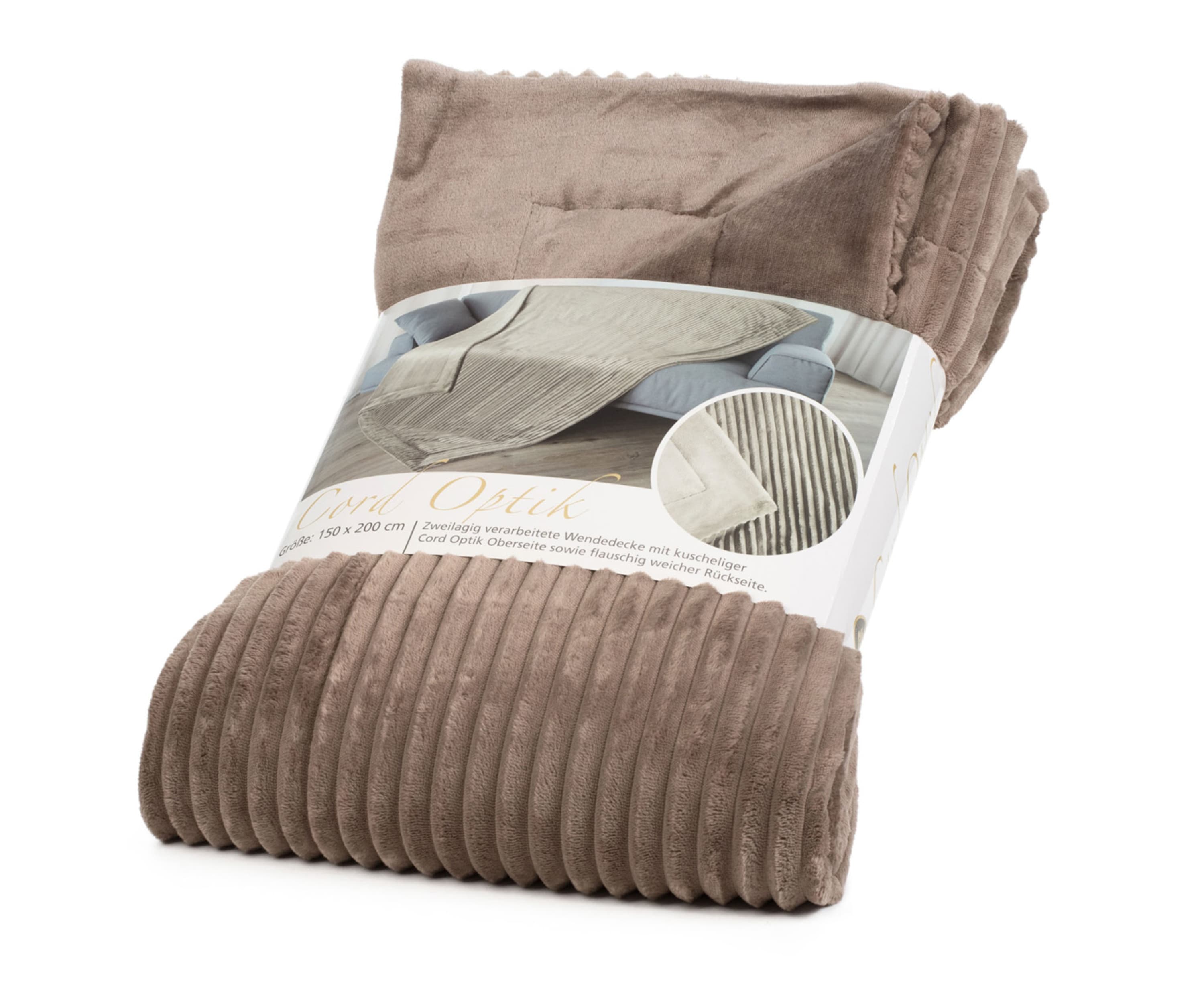 Plaids Cord Optik 150x200 taupe