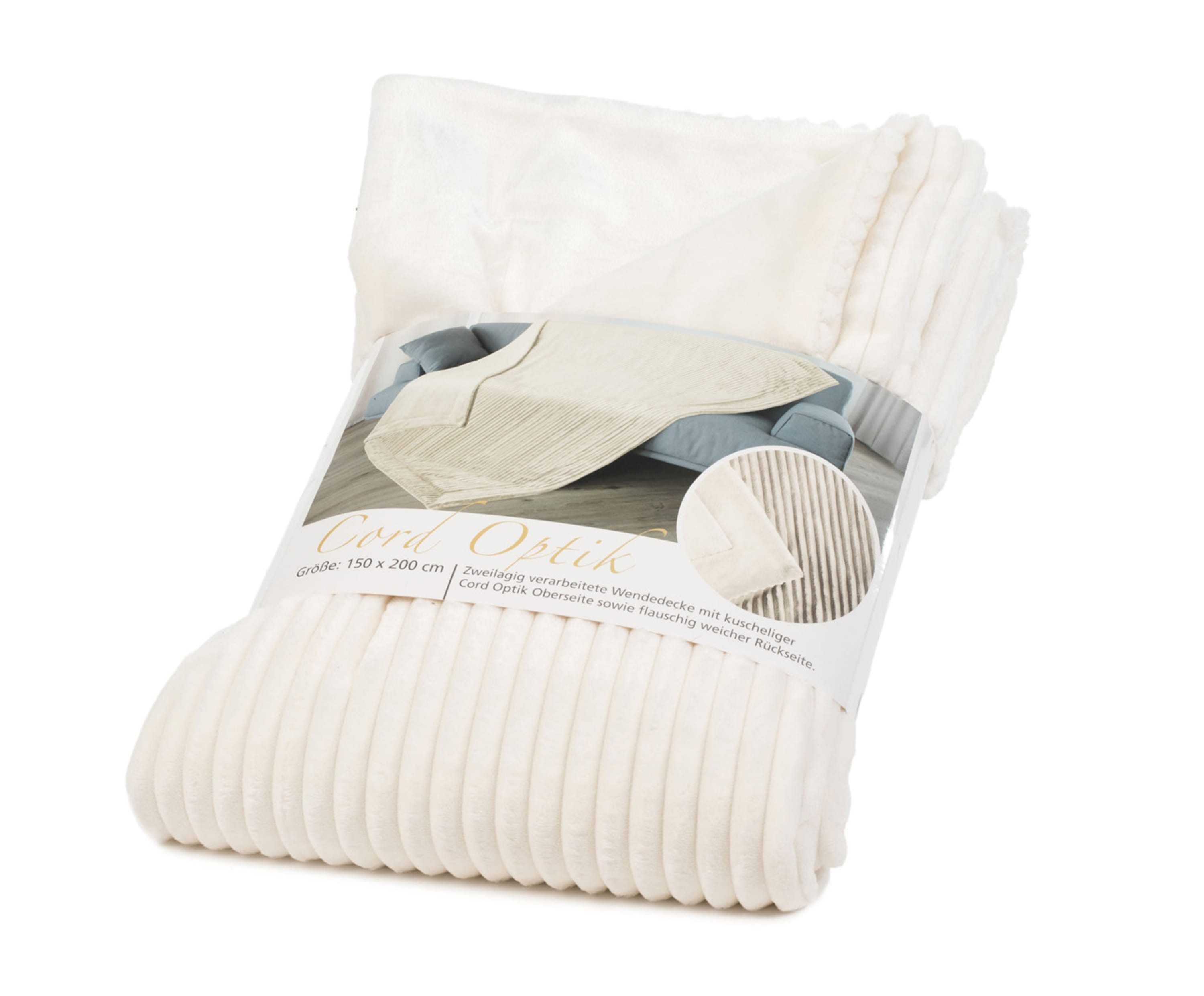 Plaids Cord Optik 150x200 blanc cassé 