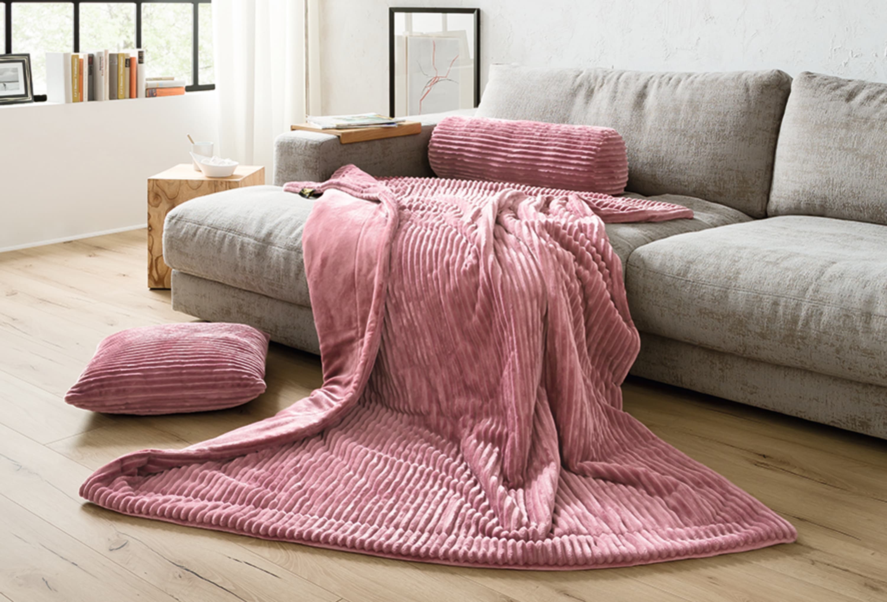 Plaids Cord Optik 150x200 vieux rose