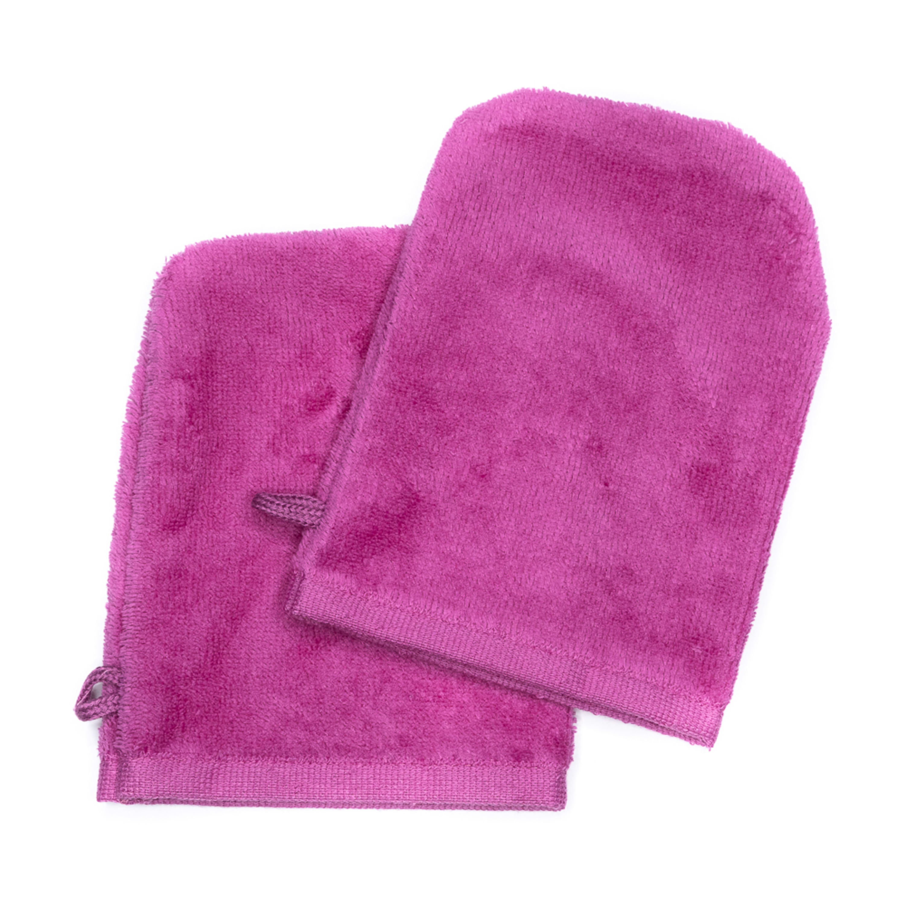 Gants de toilette rose mûre (paire)