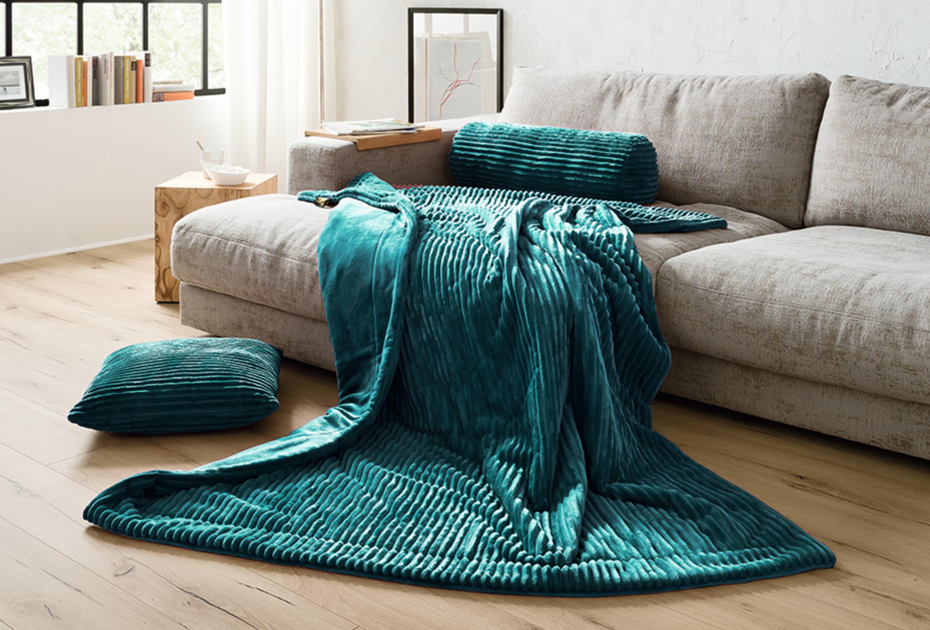 Plaids Cord Optik 150x200 pétrole