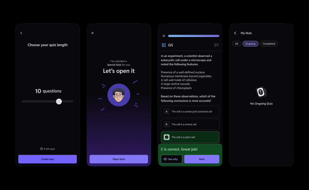 First time experience — Dark mode final design