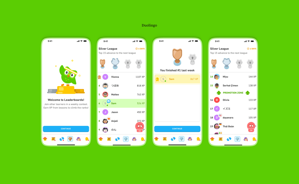 Duolingo — leaderboards and competitive leagues