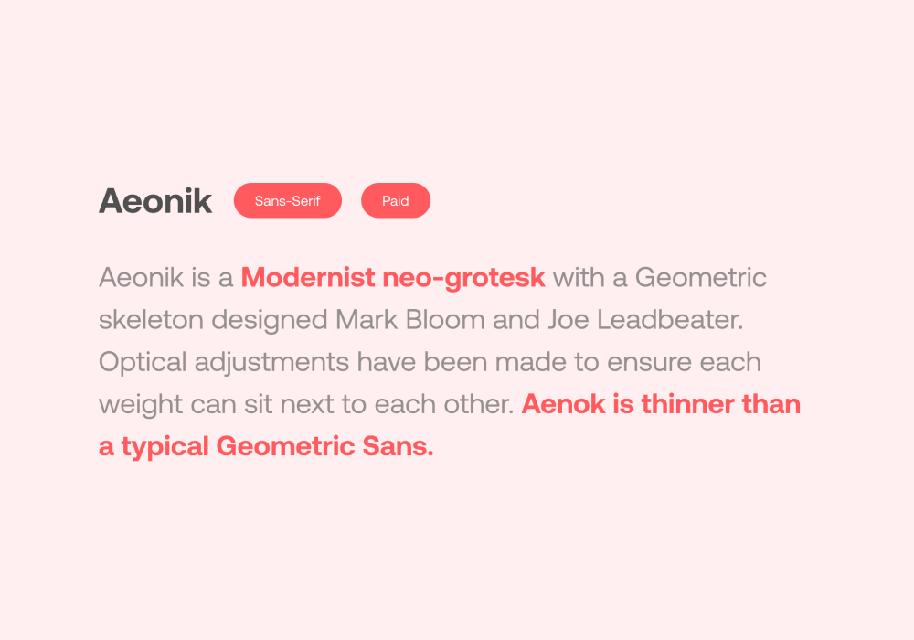 Aeonik — font properties