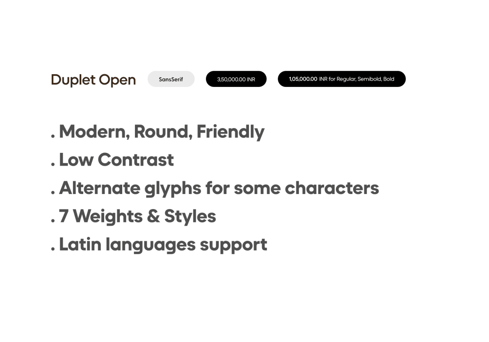 Duplet Open — font properties