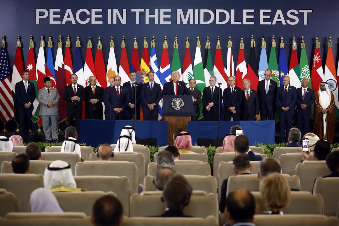 A split image showing diplomatic negotiations and the Gaza Strip landscape.