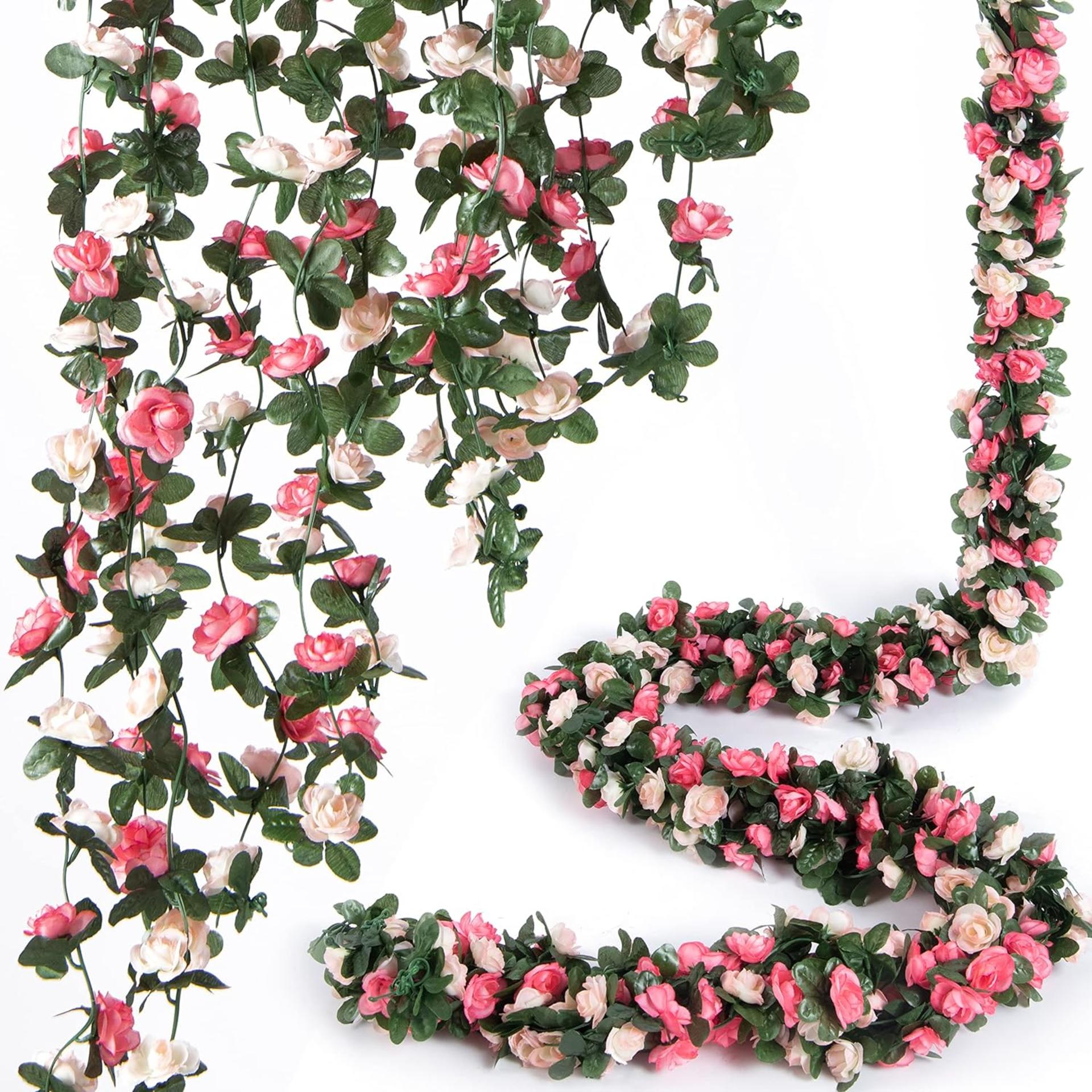 8 Pcs x 8.2 ft Flower Garland Artificial Rose Vine Flowers