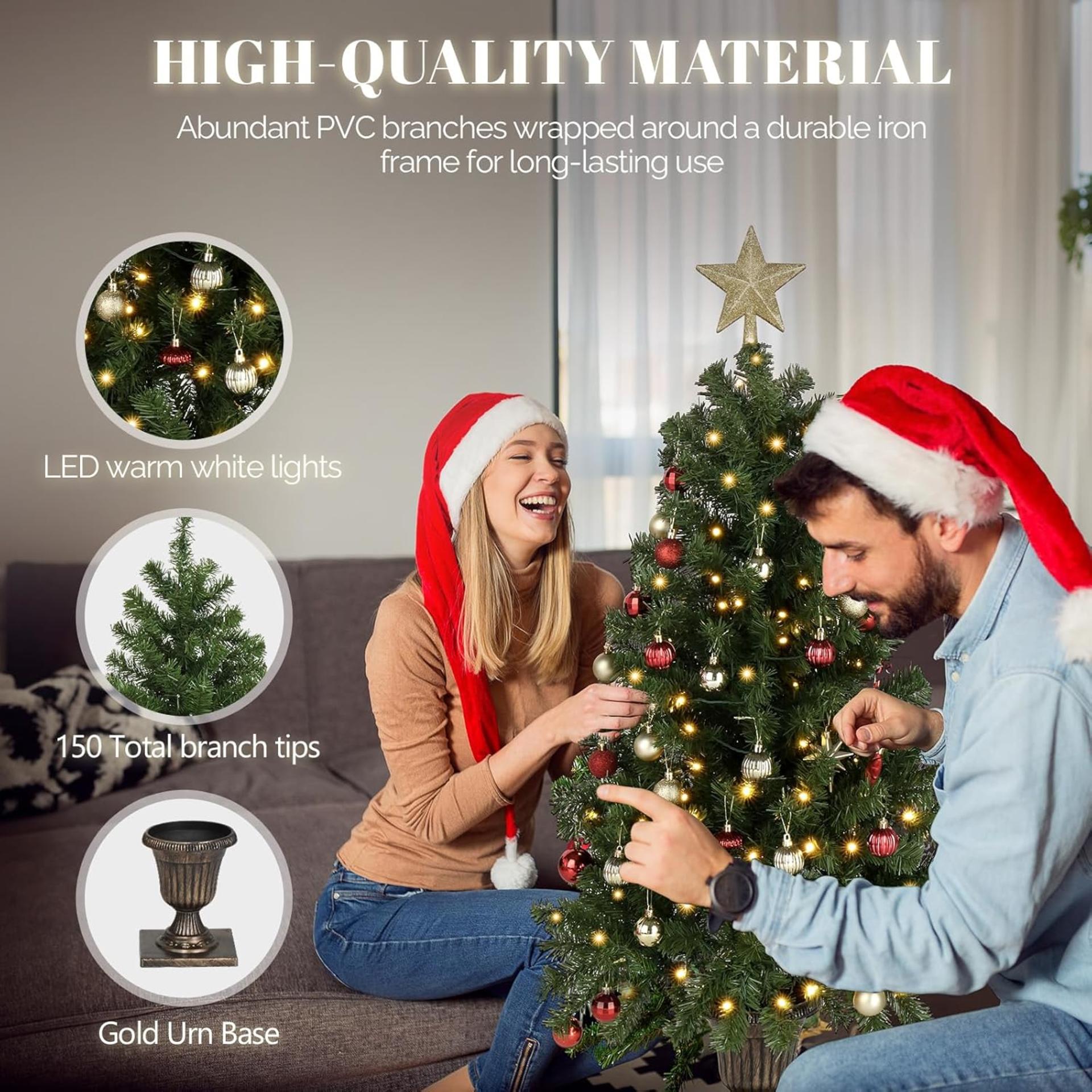 VINGLI 4ft Prelit Artificial Christmas Tree with 120 Warm White Lights, 211 Branches Tips - 2