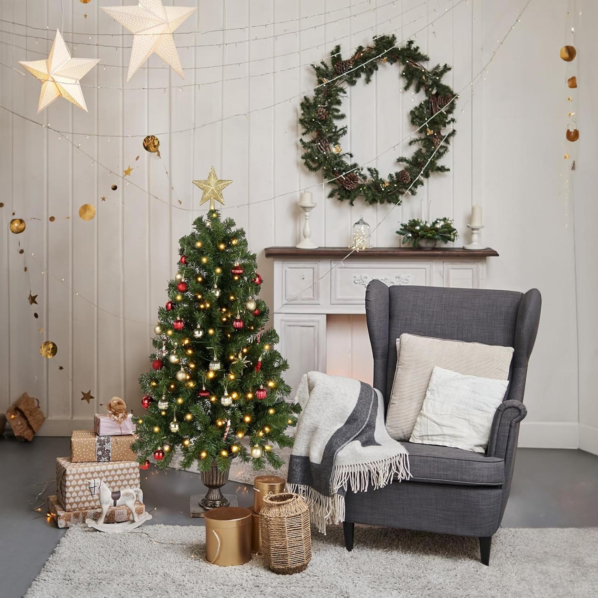 VINGLI 4ft Prelit Artificial Christmas Tree with 120 Warm White Lights, 211 Branches Tips - 4