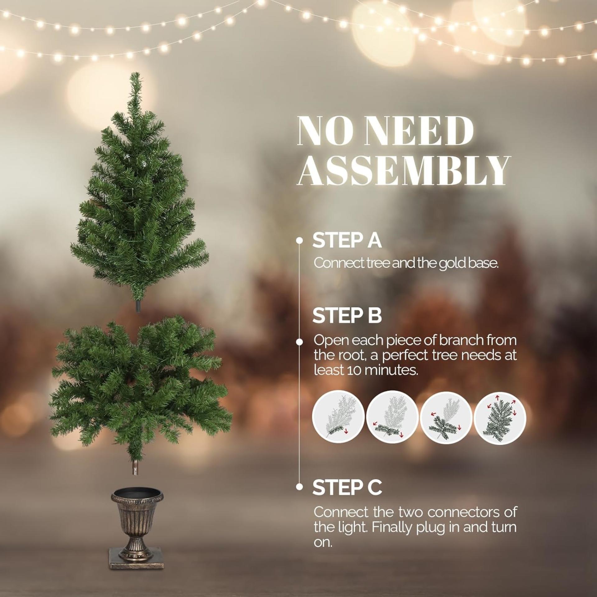 VINGLI 4ft Prelit Artificial Christmas Tree with 120 Warm White Lights, 211 Branches Tips - 5
