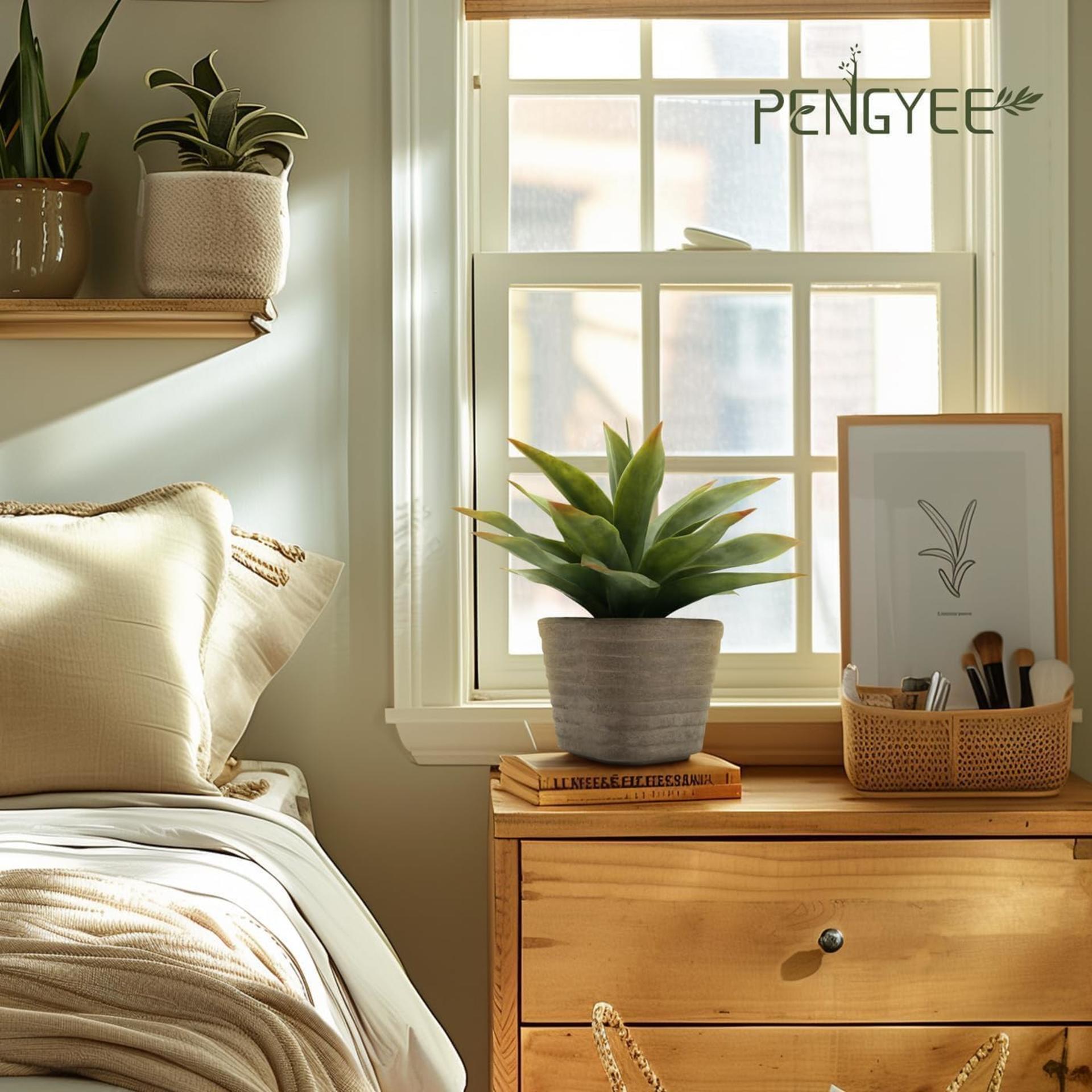 2 Pack Small Fake Plants, 11.42 Inch Artificial Agave Plants in Pots, Faux Plants Indoor for Home Ro - 2