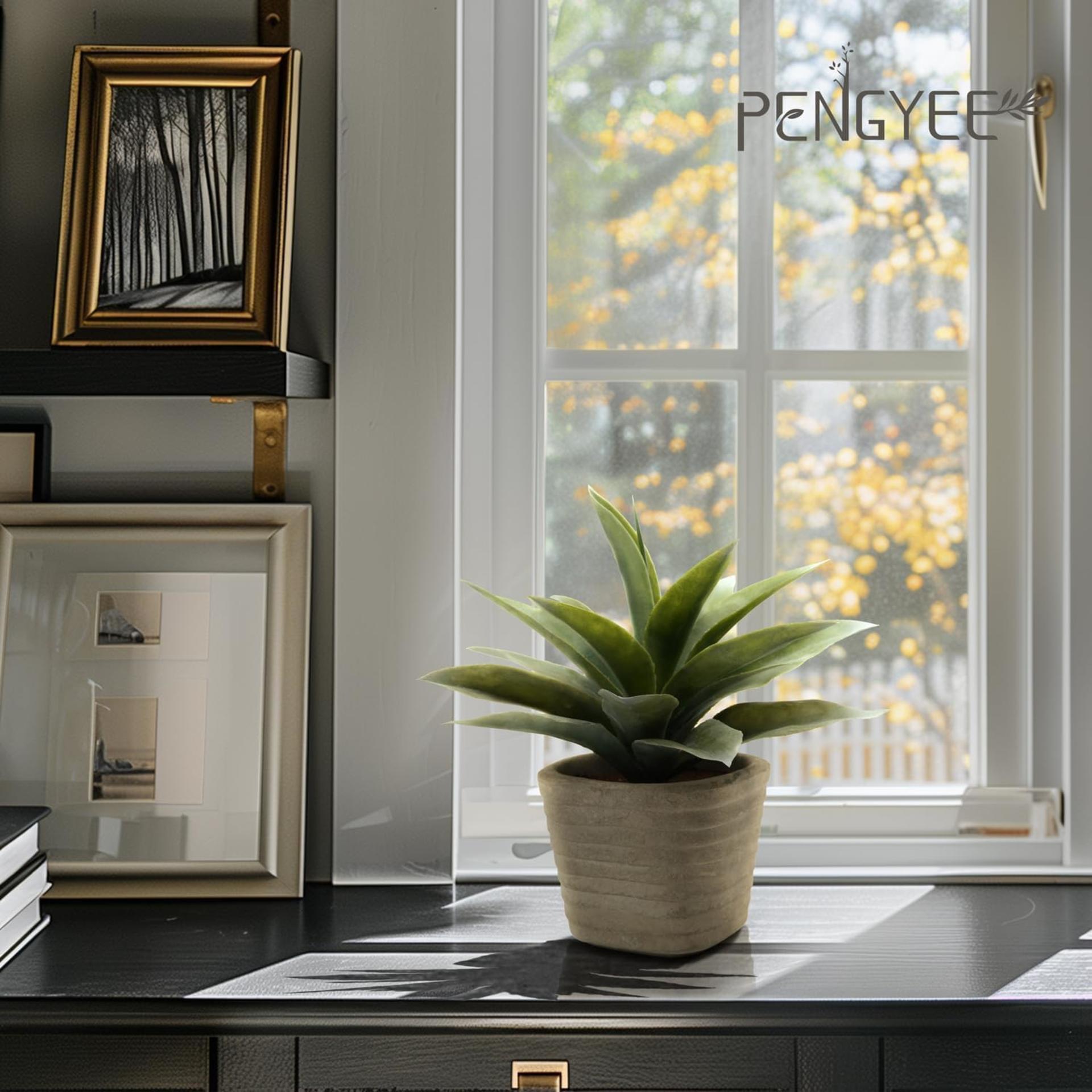 2 Pack Small Fake Plants, 11.42 Inch Artificial Agave Plants in Pots, Faux Plants Indoor for Home Ro - 5