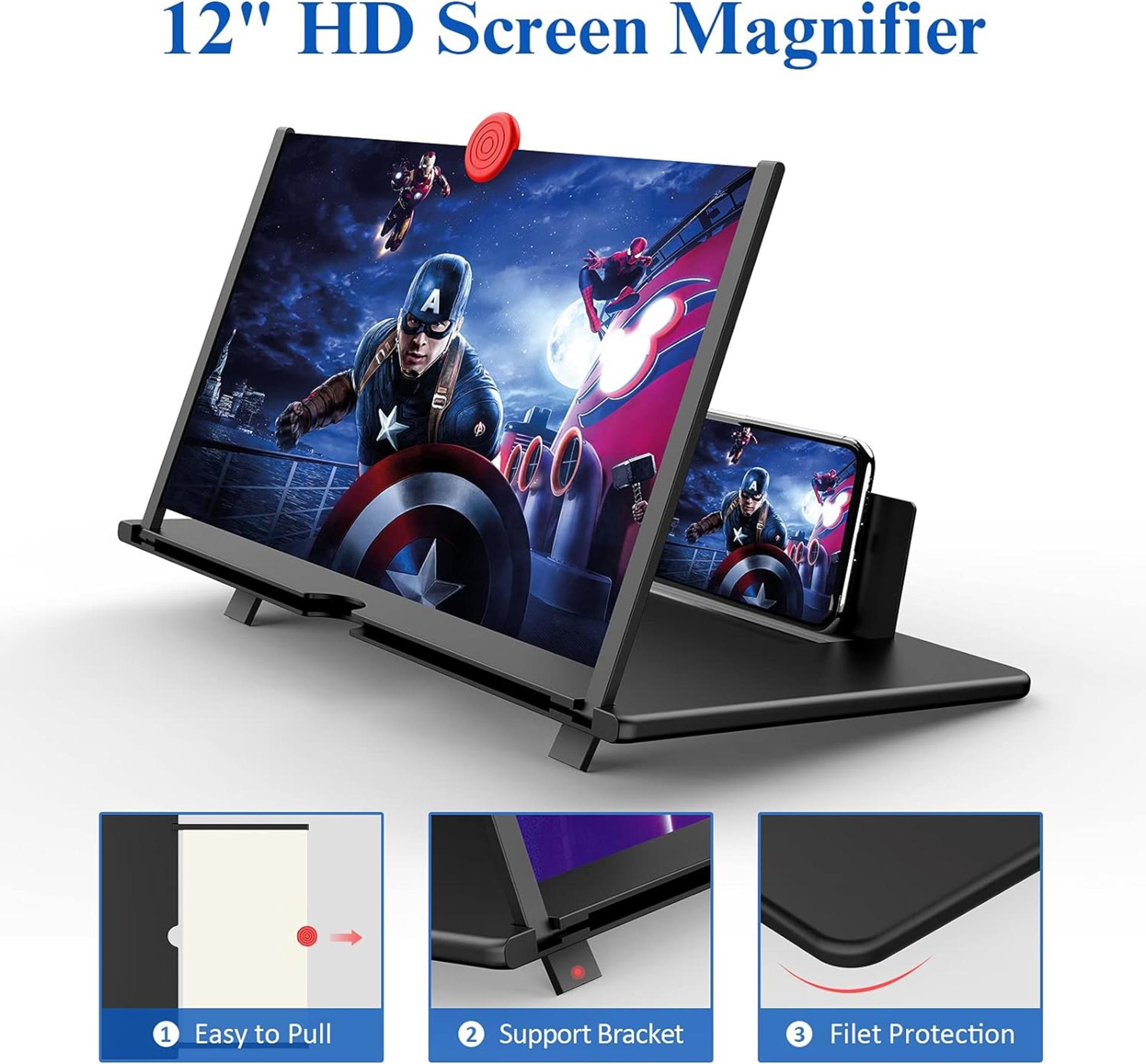 12" Phone Screen Magnifier - HD Projector Stand for Movies & Videos - 3