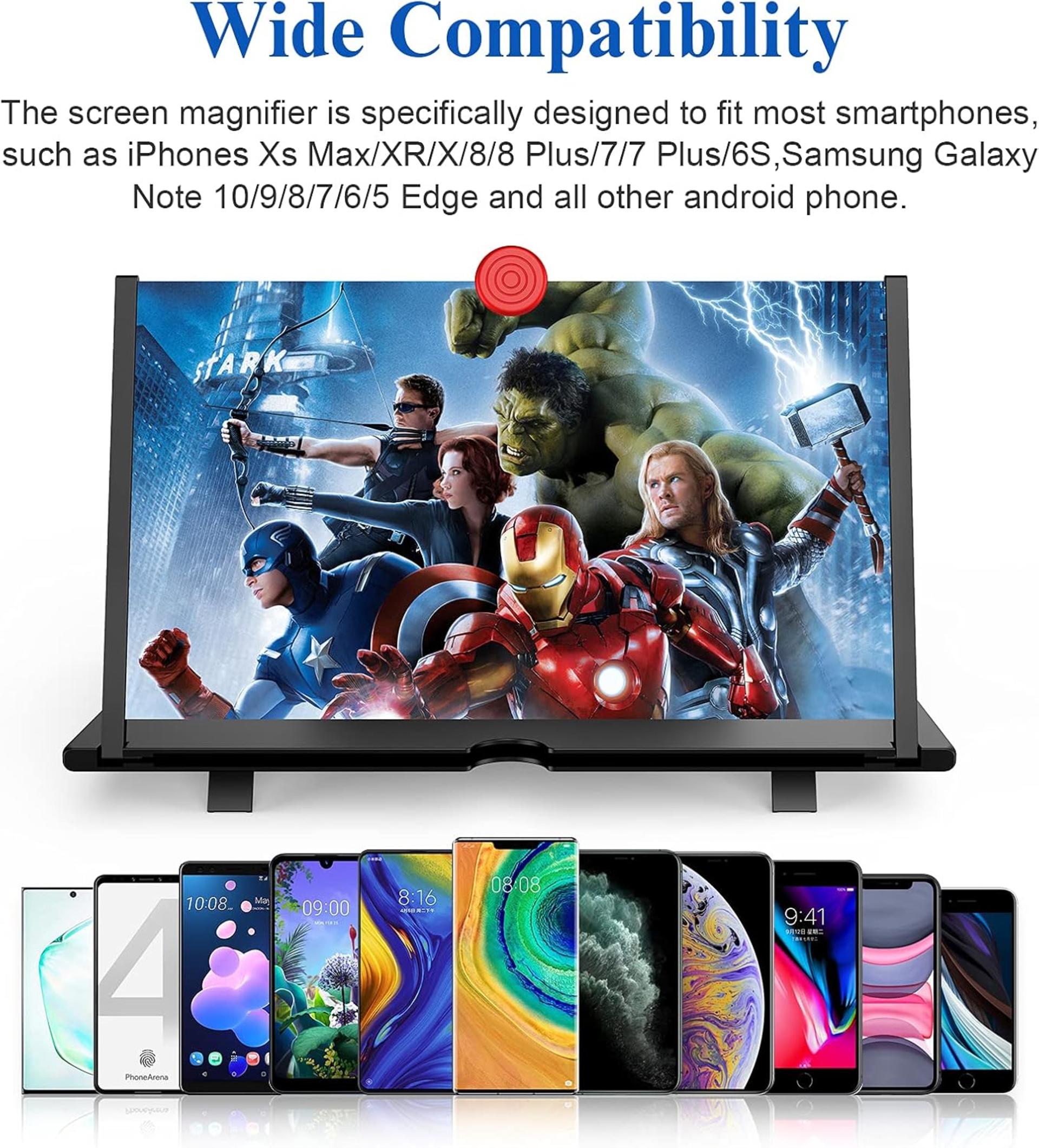 12" Phone Screen Magnifier - HD Projector Stand for Movies & Videos - 5
