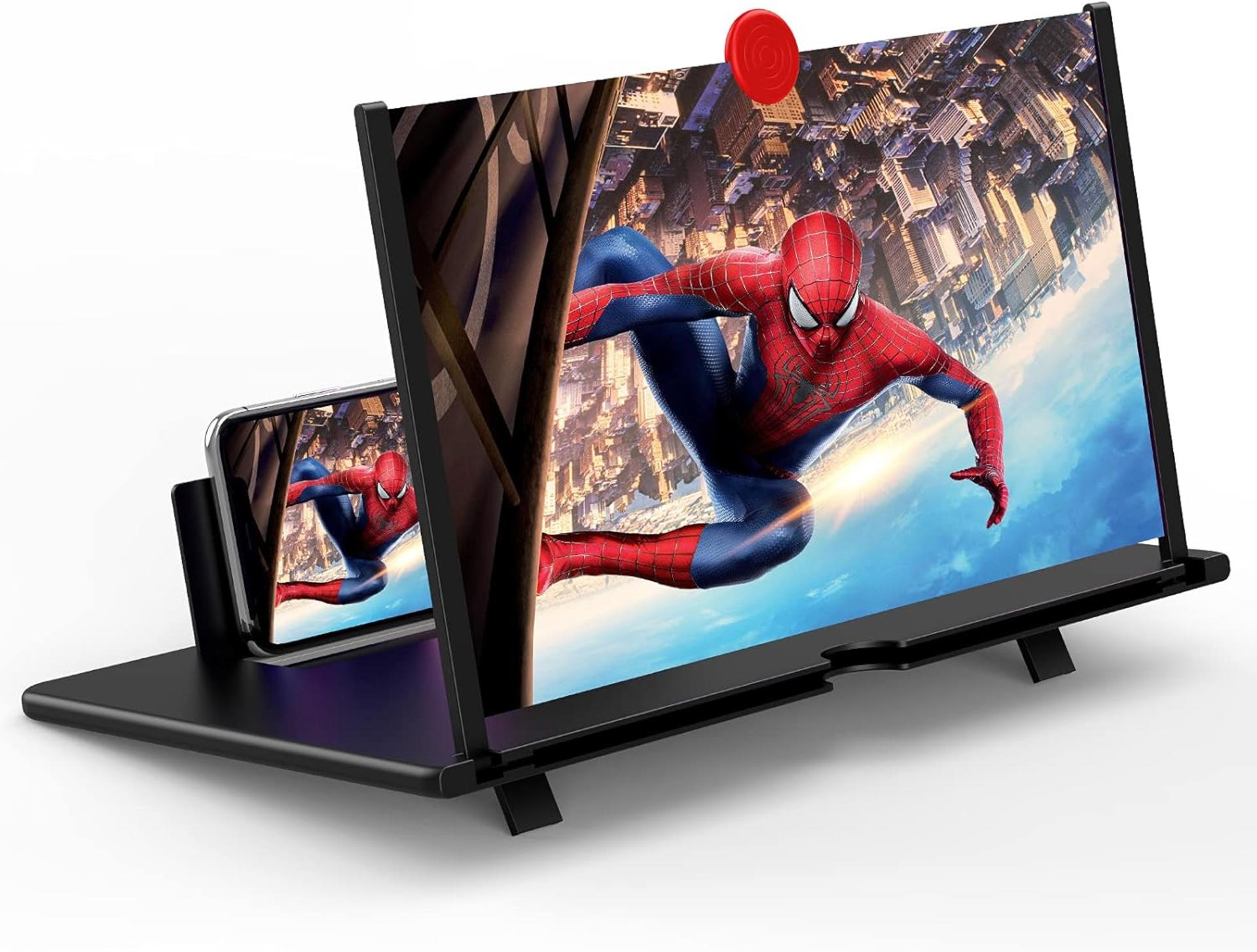 12" Phone Screen Magnifier - HD Projector Stand for Movies & Videos - 1
