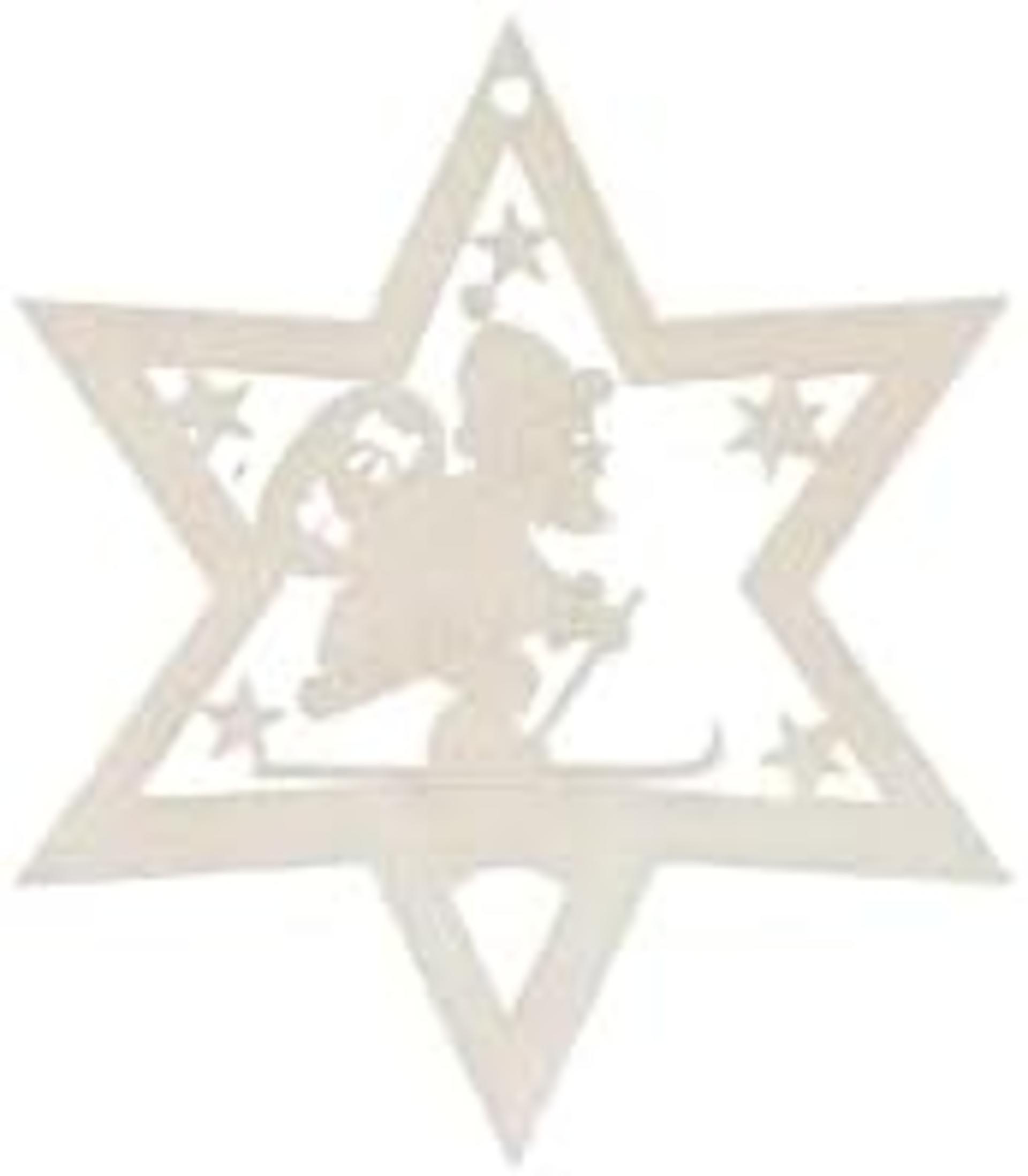 Christmas Tree Decorations 6 Pieces - Wooden Star Ornaments with German Ore Mountains Design - 10