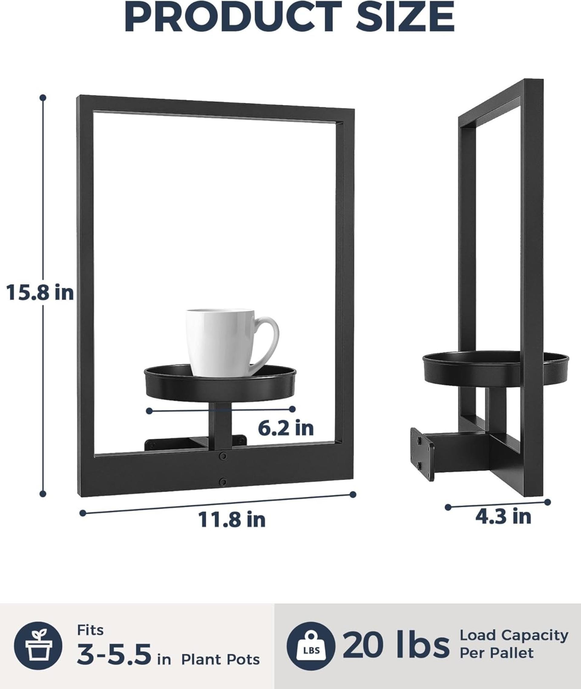 2-Pack Black Metal Wall Plant Hanger, Vertical Indoor Outdoor Planter Holder (Patent Design) - 3