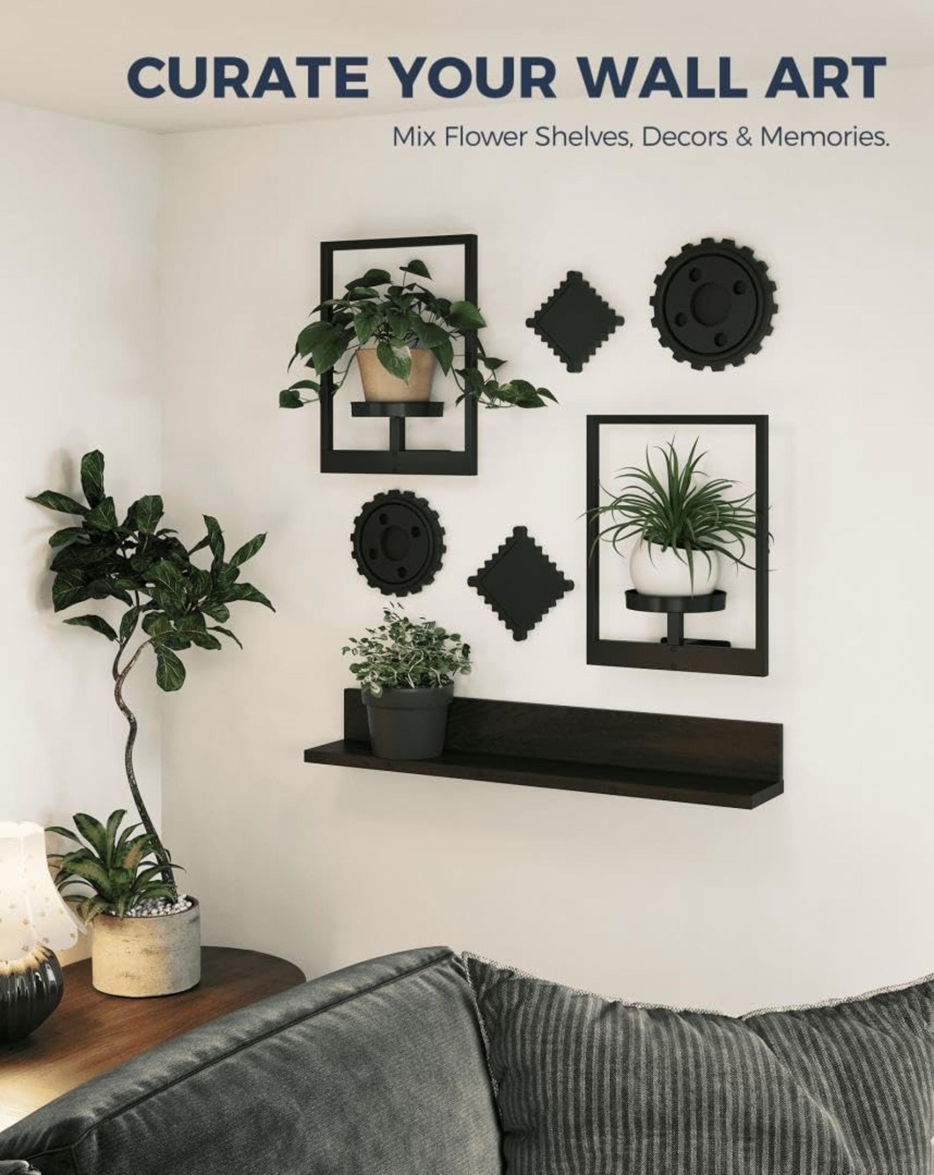 2-Pack Black Metal Wall Plant Hanger, Vertical Indoor Outdoor Planter Holder (Patent Design) - 5