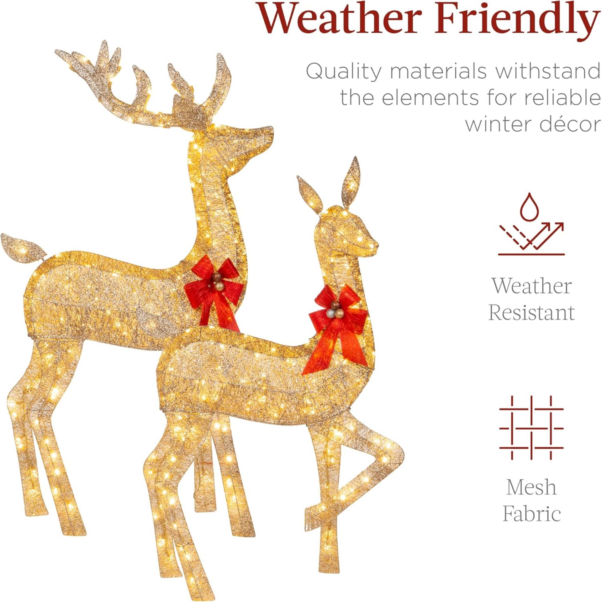 3-Piece Large Lighted Christmas Deer Family Set with 360 LED Lights, 5Ft Outdoor Yard Decoration - 5