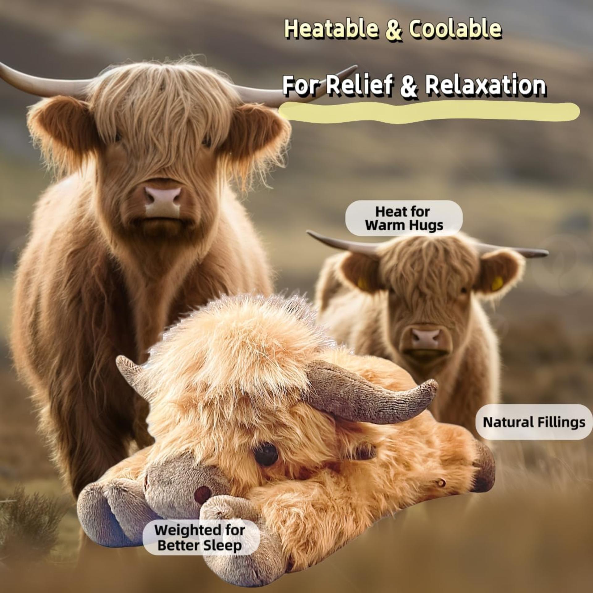 20" Highland Cow Weighted Stuffed Animal with 4lb Heating & Cooling Pad for Kids and Adults - 3