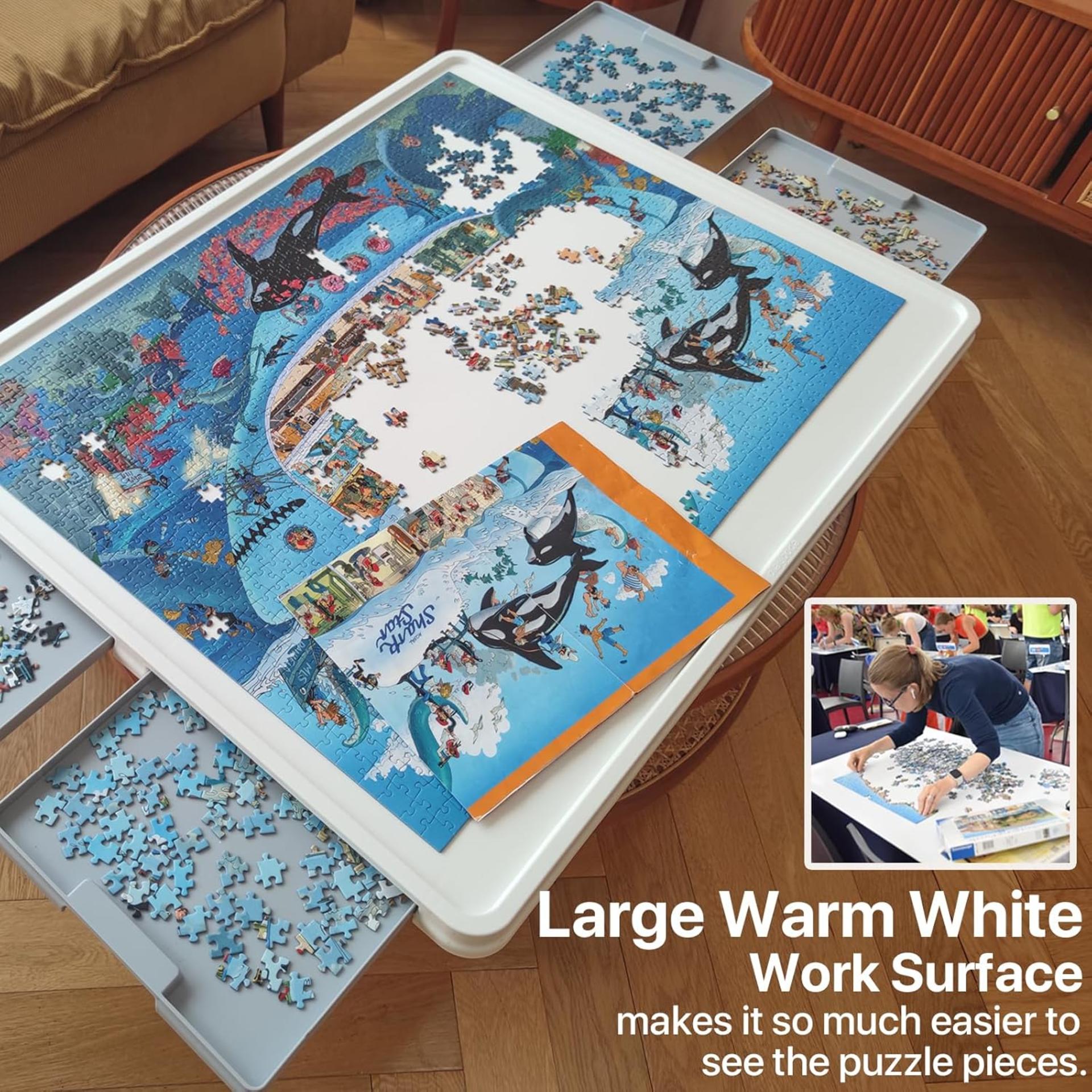 1500-Piece Rotating Puzzle Board with 4 Drawers and Protective Cover, 35x27 Inch - 4