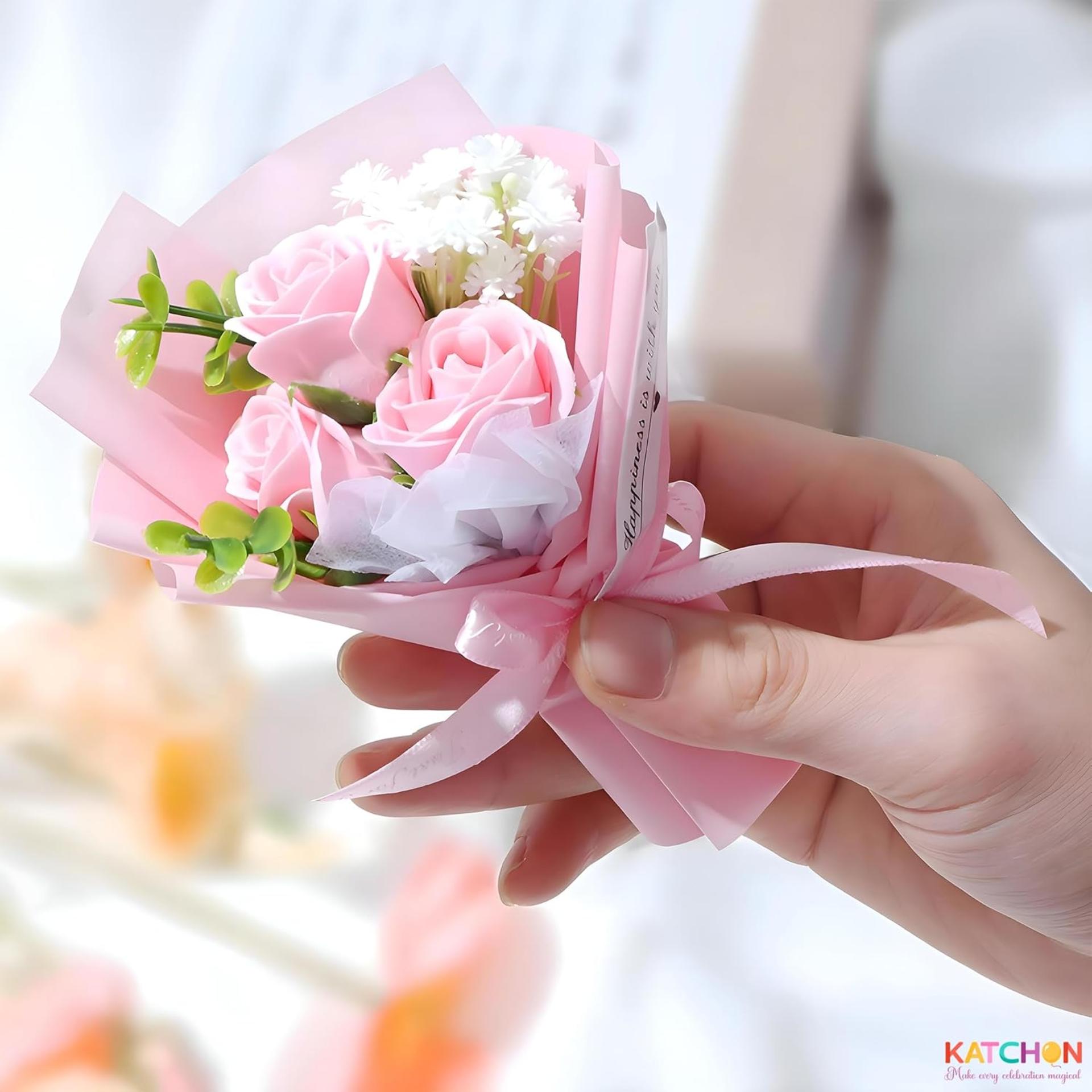 Artificial Pink Rose Bouquet with Gift Packaging - Realistic Silk Flowers for Home Decor - 5