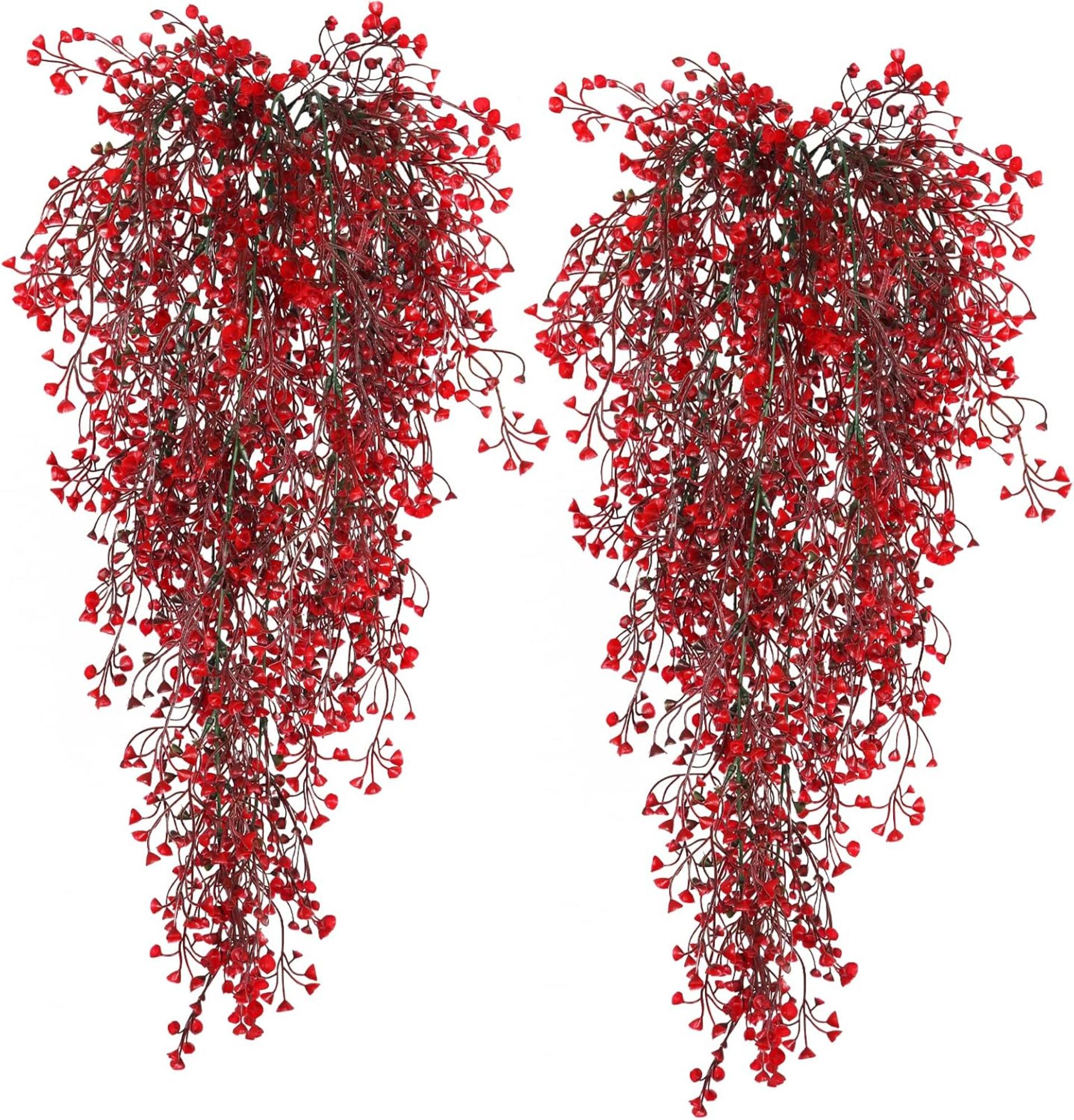 4-Piece Artificial Hanging Fern Plants with Iron Wires for Indoor Outdoor Decor