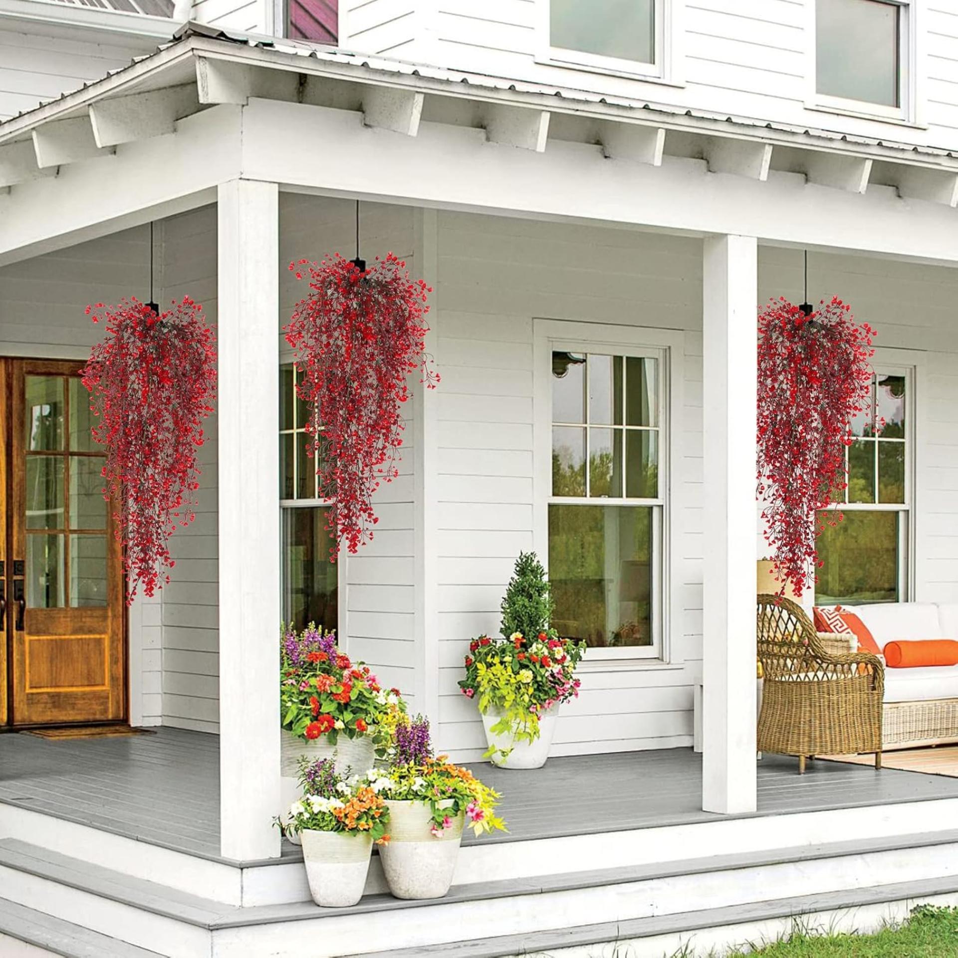 4-Piece Artificial Hanging Fern Plants with Iron Wires for Indoor Outdoor Decor - 5