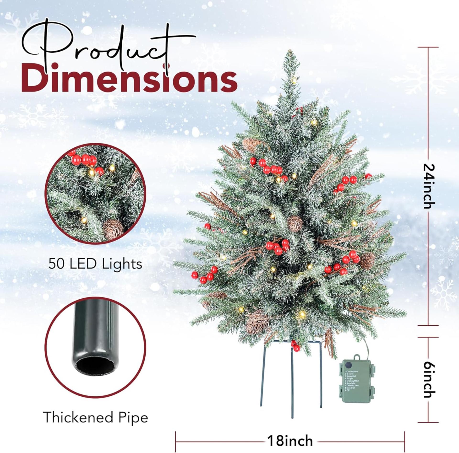 2-Pack 30-Inch Outdoor Prelit Flocked Christmas Trees with 100 LED Lights - 4