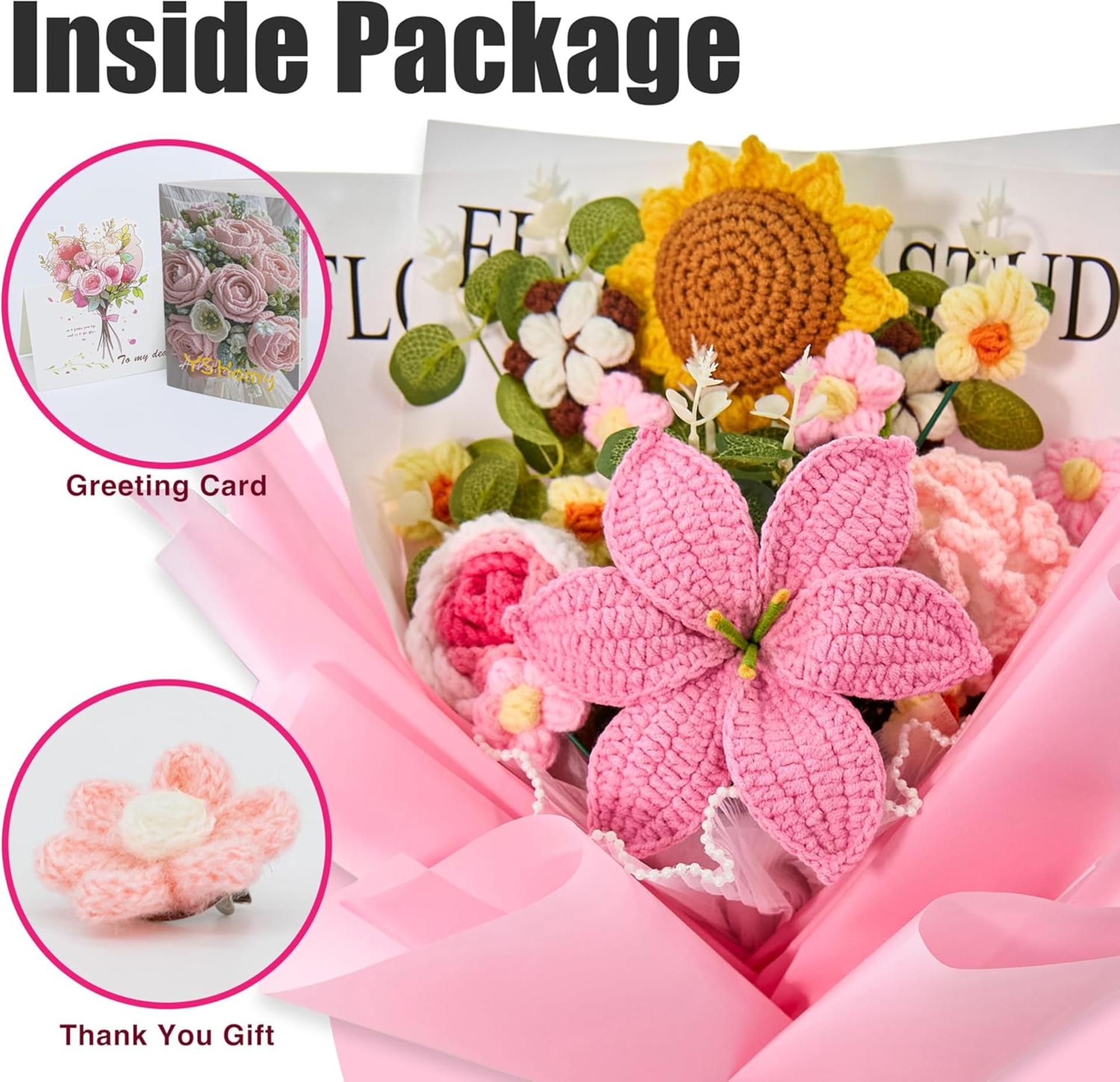 Handmade Crochet Flower Bouquet with 14 Flowers - Eternal Blooms for Home Decor & Gifts - 3