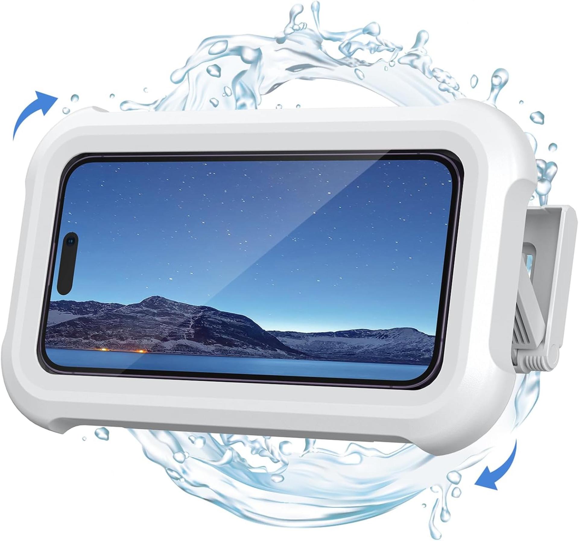 Waterproof Shower Phone Holder - 480° Rotatable Adjustable Wall Mount for 4-7" Phones - 2